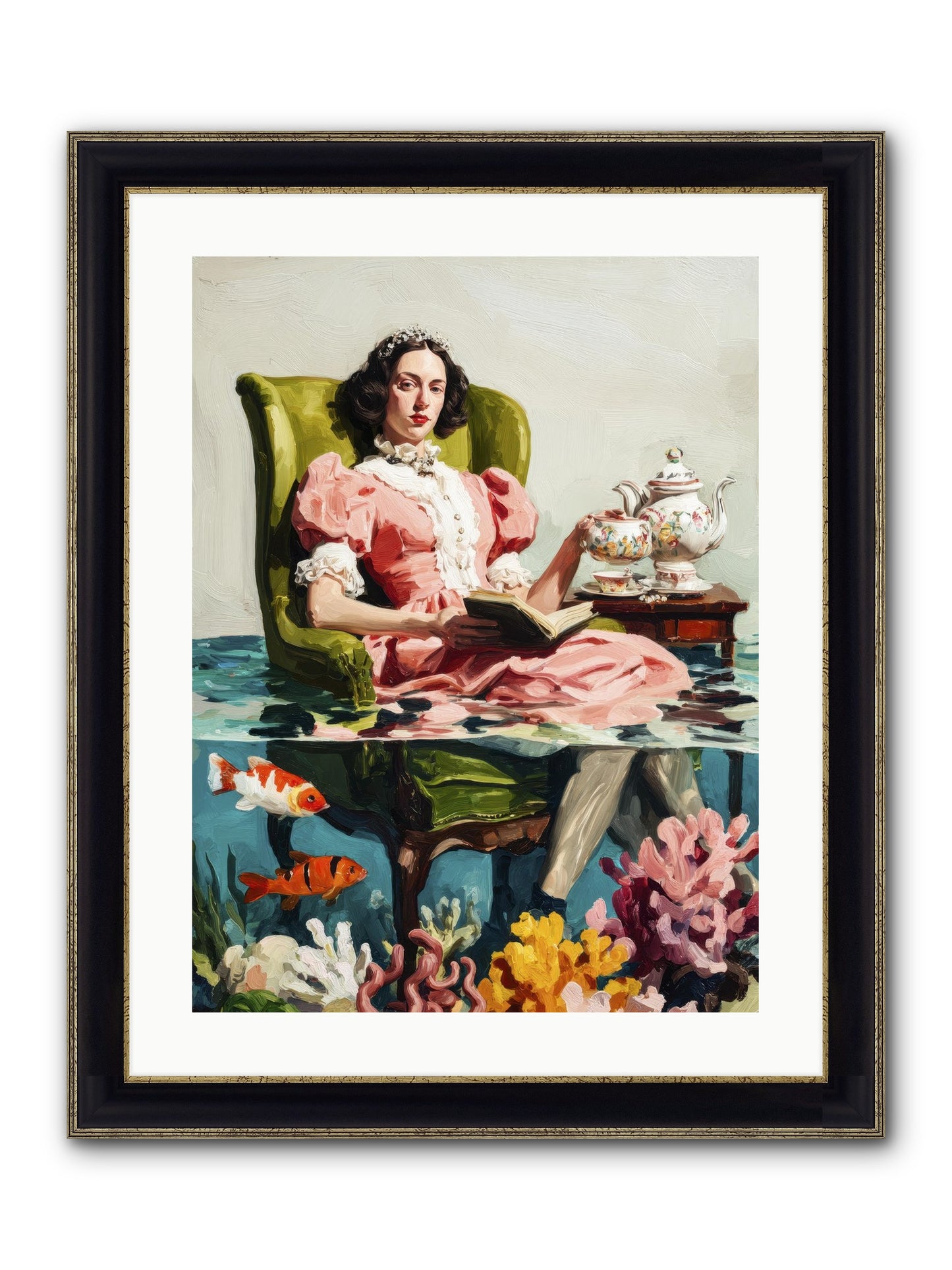 Midnight At Marguerite’s Framed Print - Black & Gold 18x24
