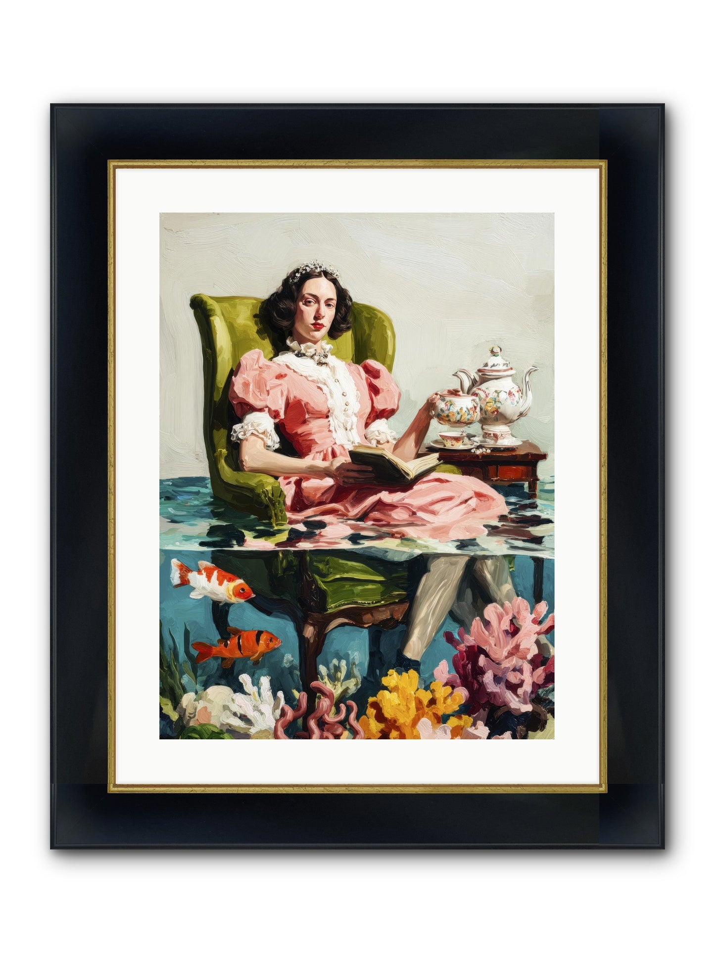 Midnight At Marguerite’s Framed Print - Wide Black w/Gold 18x24
