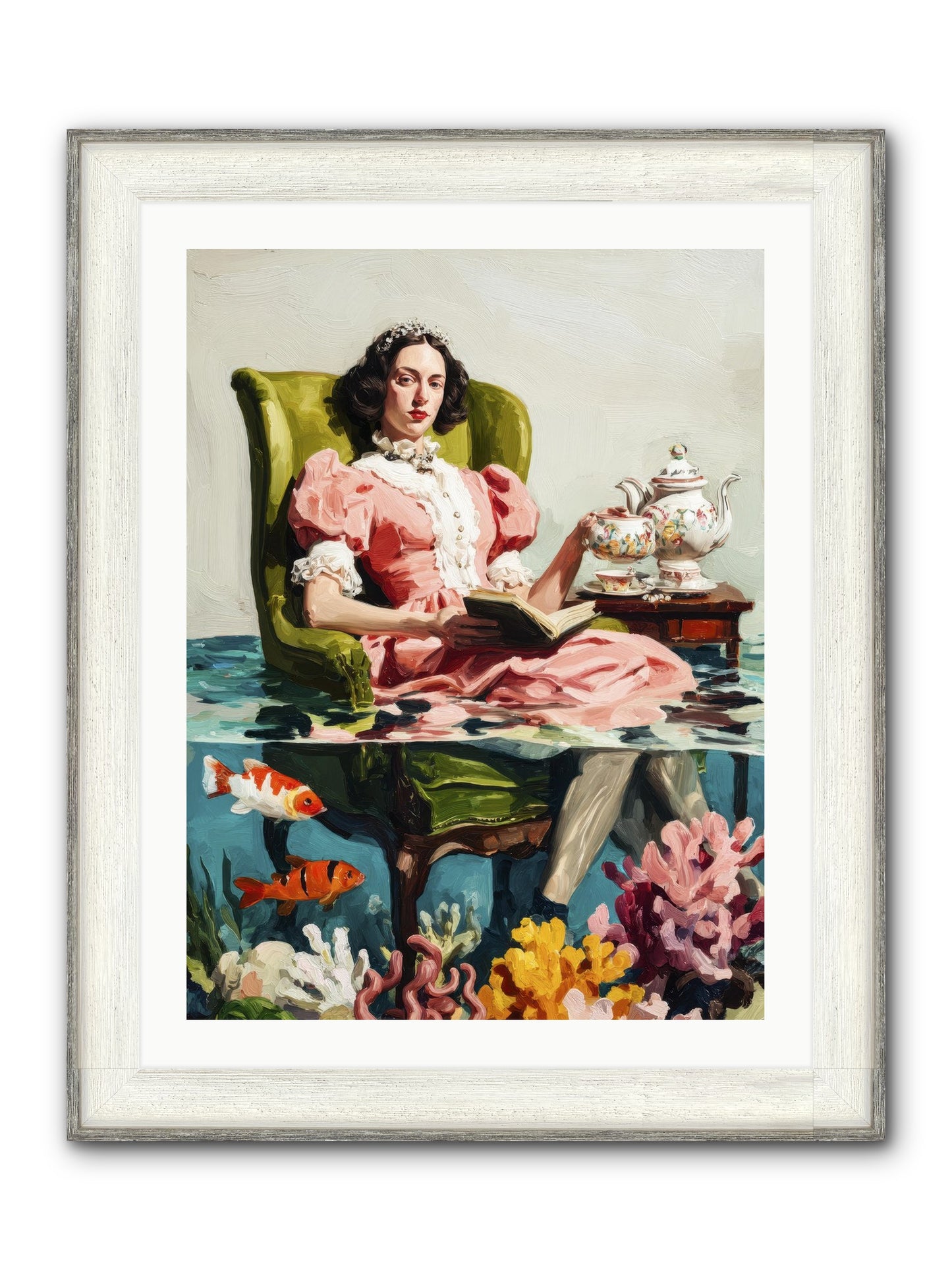 Midnight At Marguerite’s Framed Print - Driftwood White 24x32