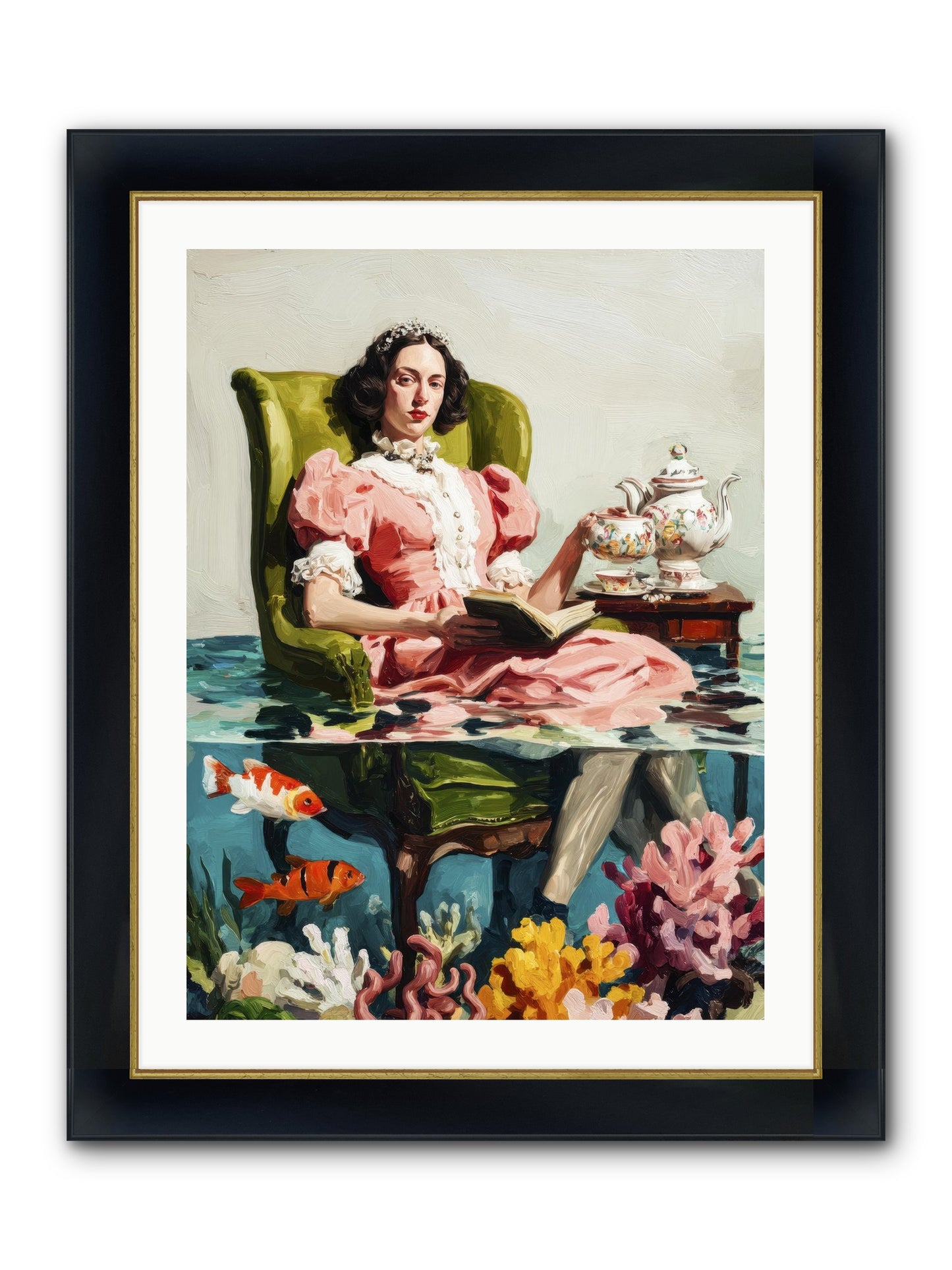 Midnight At Marguerite’s Framed Print - Wide Black w/Gold 24x32