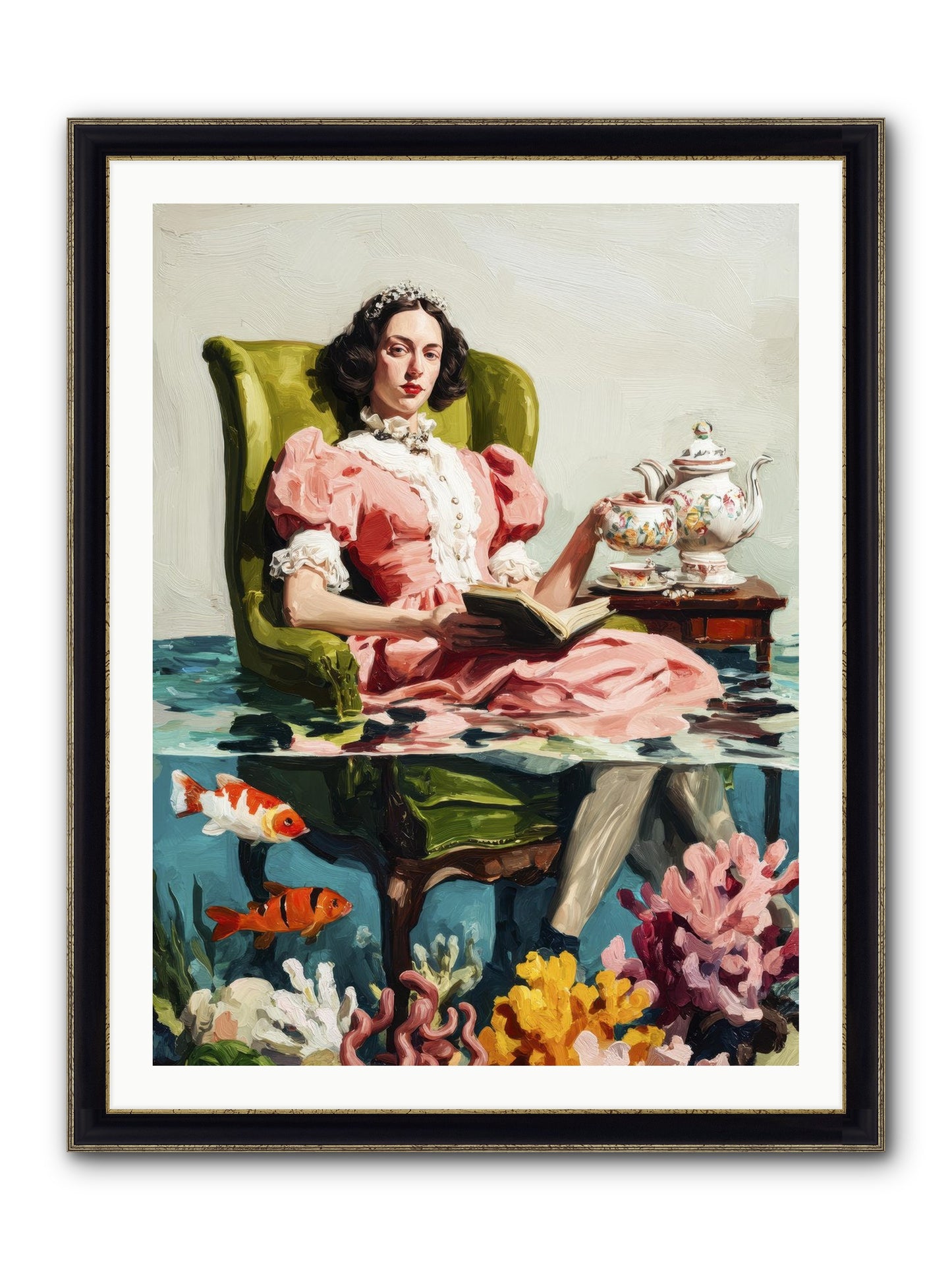 Midnight At Marguerite’s Framed Print - Black & Gold 30x40