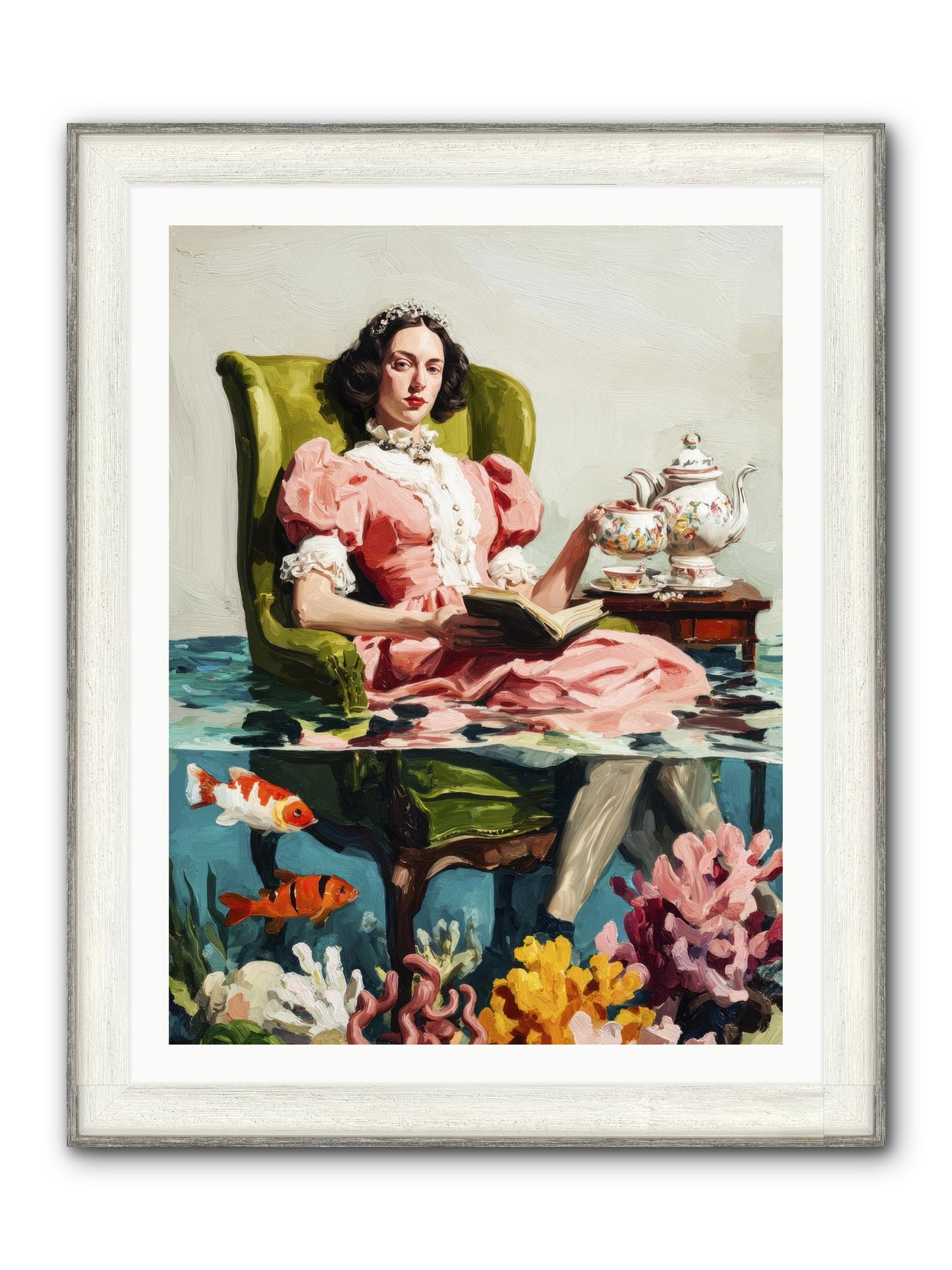 Midnight At Marguerite’s Framed Print - Driftwood White 30x40