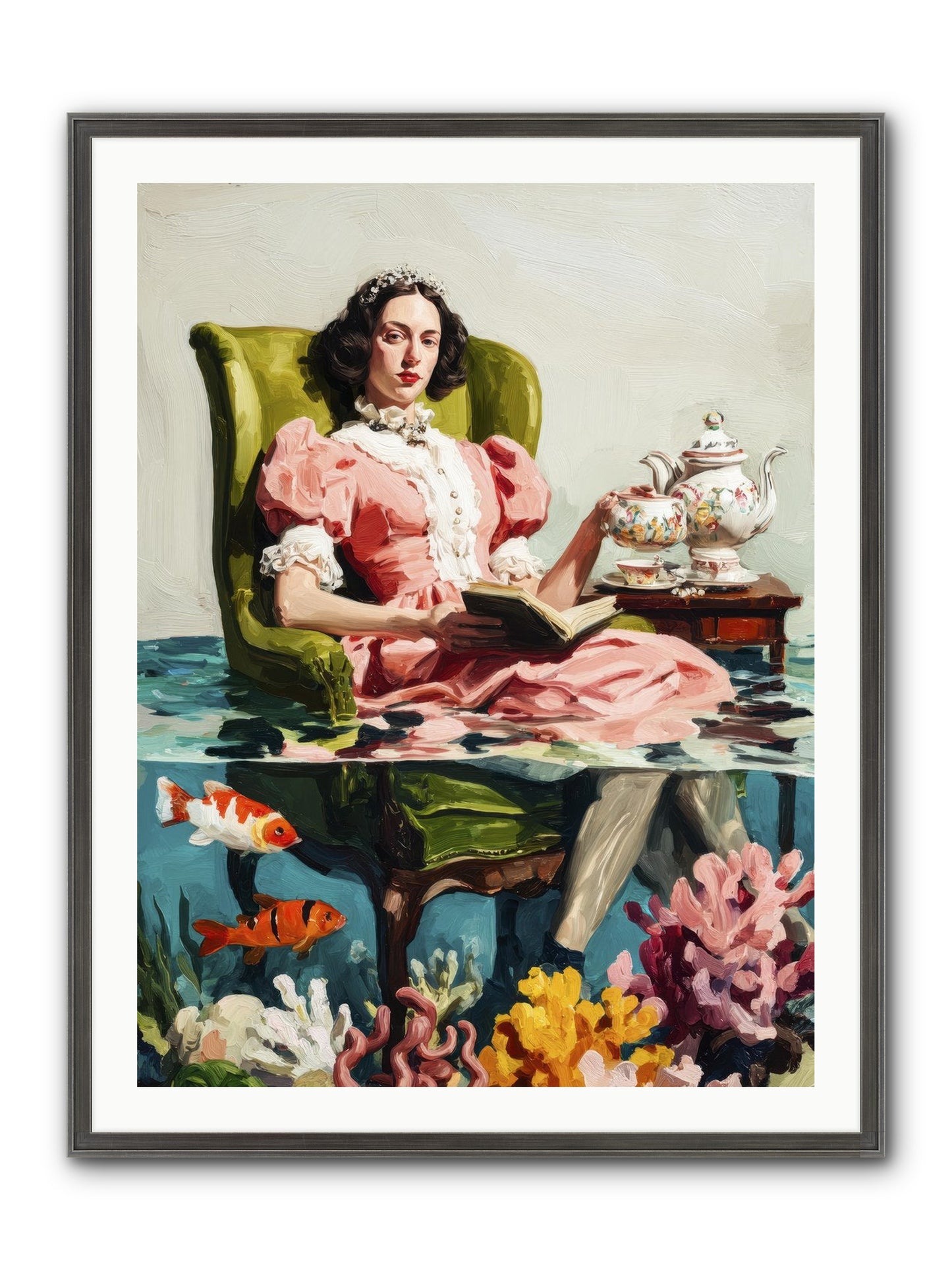 Midnight At Marguerite’s Framed Print - Slimwoods Black/Silver 30x40
