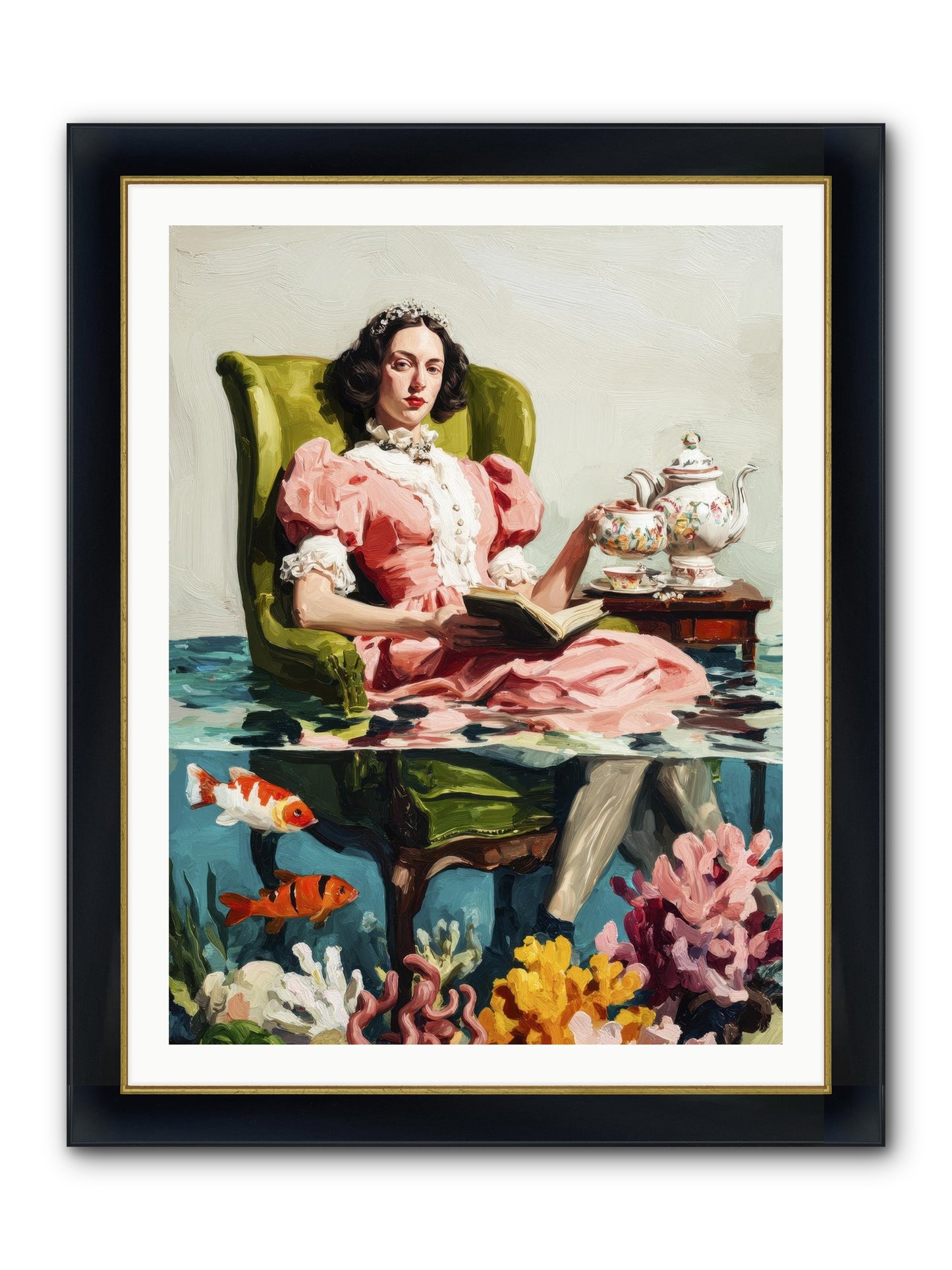 Midnight At Marguerite’s Framed Print - Wide Black w/Gold 30x40