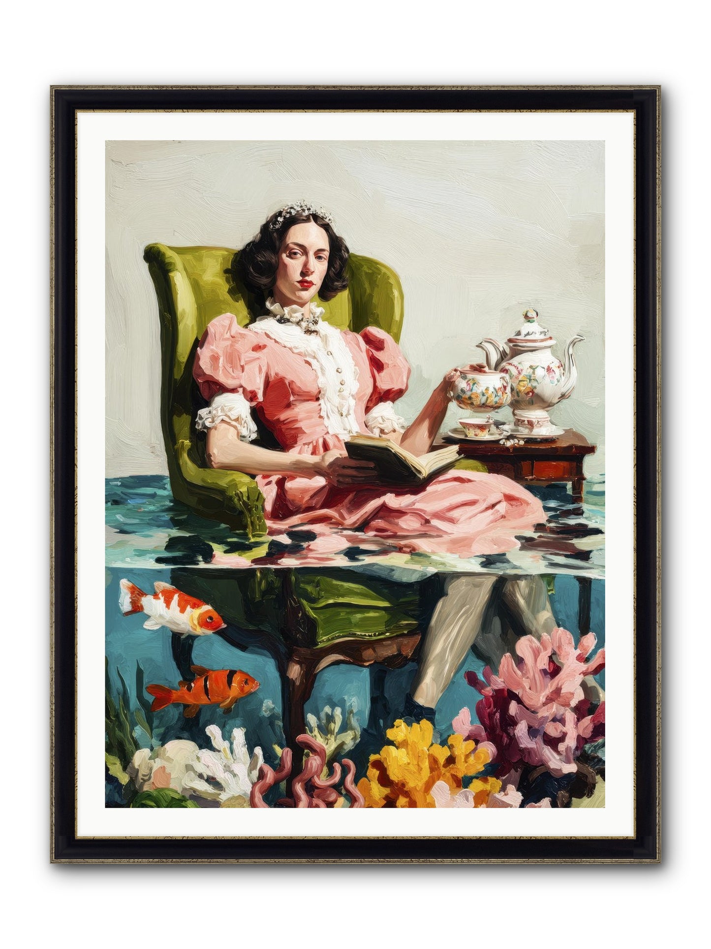 Midnight At Marguerite’s Framed Print - Black & Gold 36x48