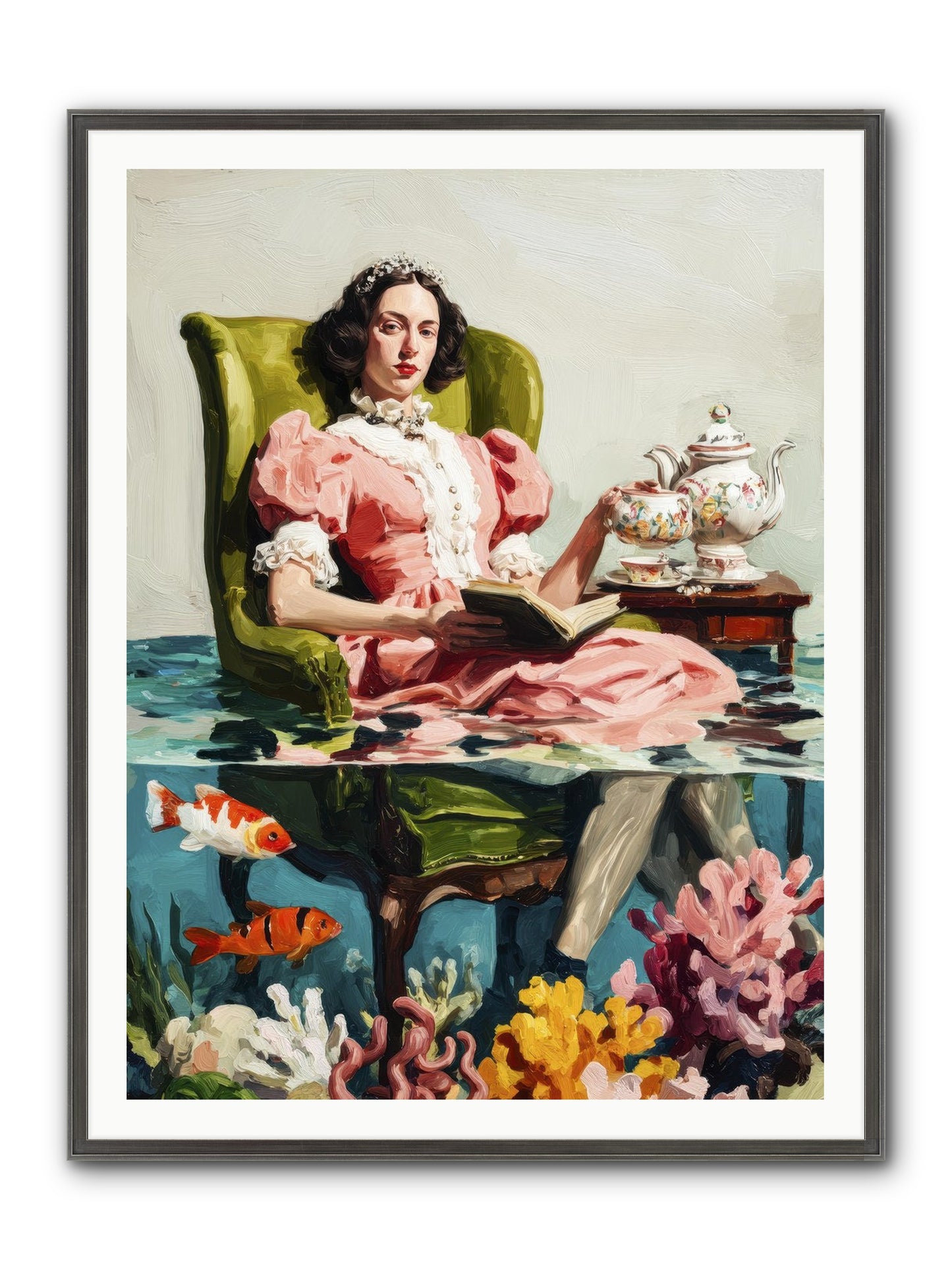 Midnight At Marguerite’s Framed Print - Slimwoods Black/Silver 36x48