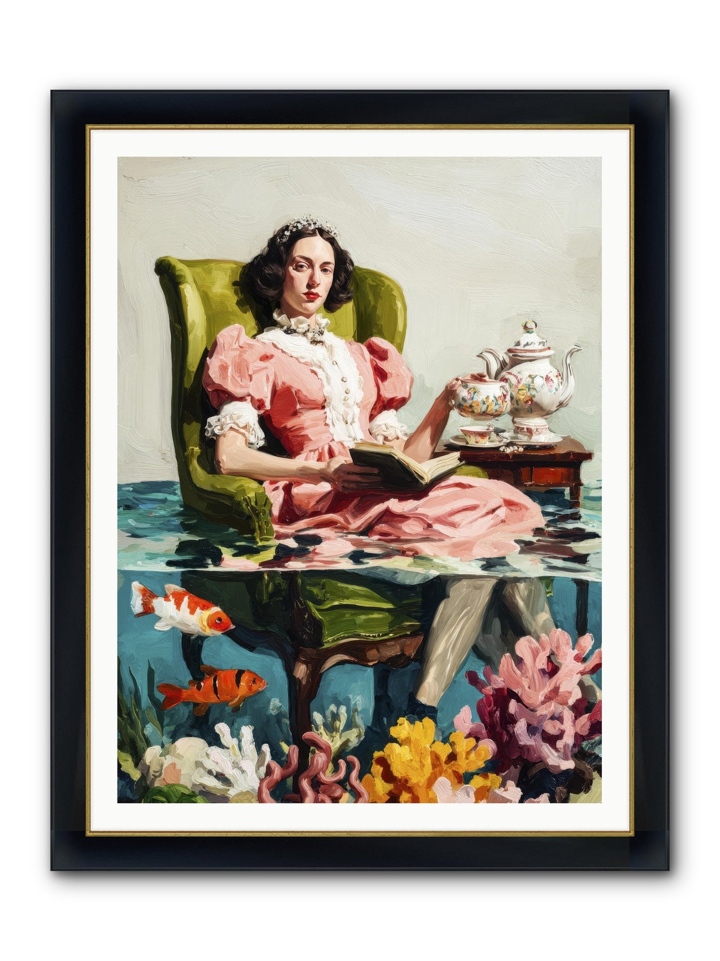 Midnight At Marguerite’s Framed Print - Wide Black w/Gold 36x48