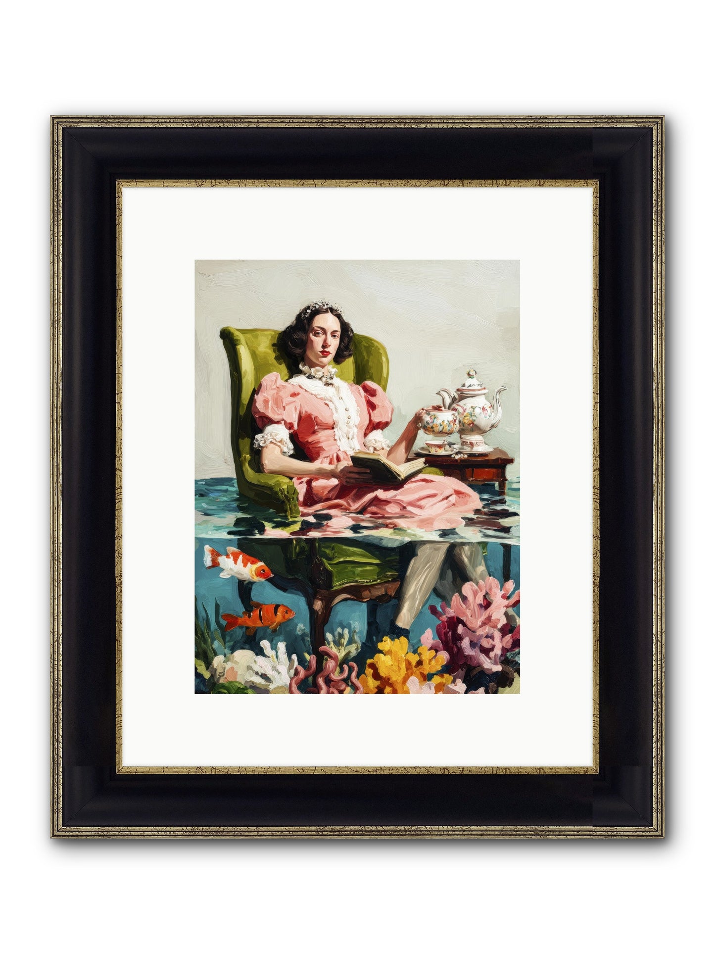 Midnight At Marguerite’s Framed Print - Black & Gold 9x12