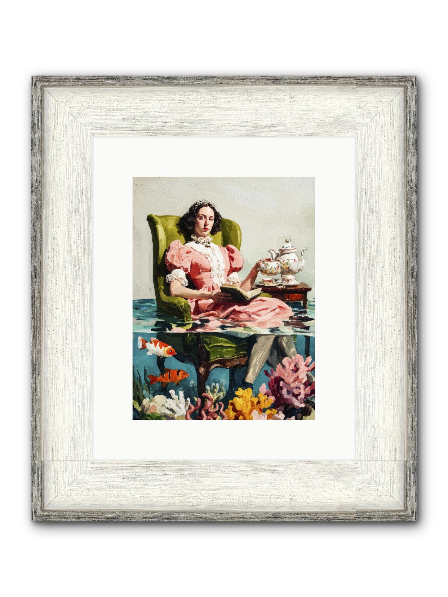 Midnight At Marguerite’s Framed Print - Driftwood White 9x12