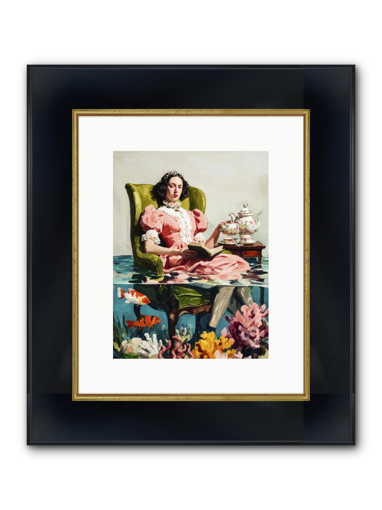 Midnight At Marguerite’s Framed Print - Wide Black w/Gold 9x12