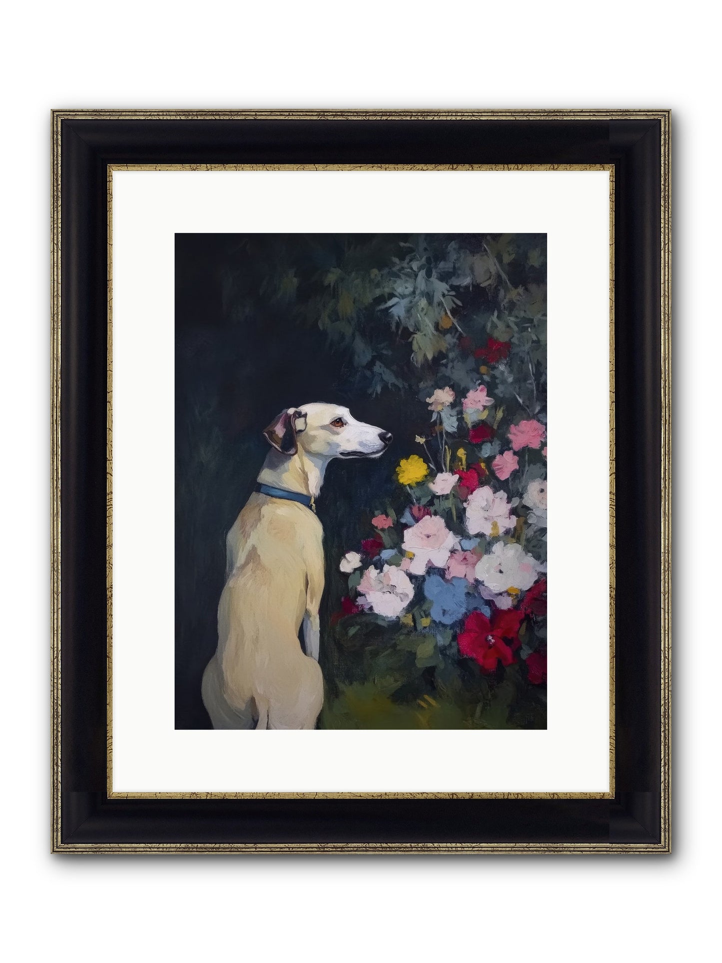 Midnight Bloom Companion Framed Print - Black & Gold 12x16