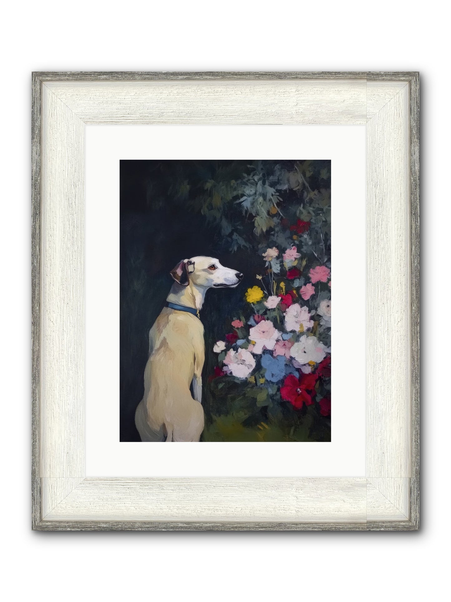 Midnight Bloom Companion Framed Print - Driftwood White 12x16