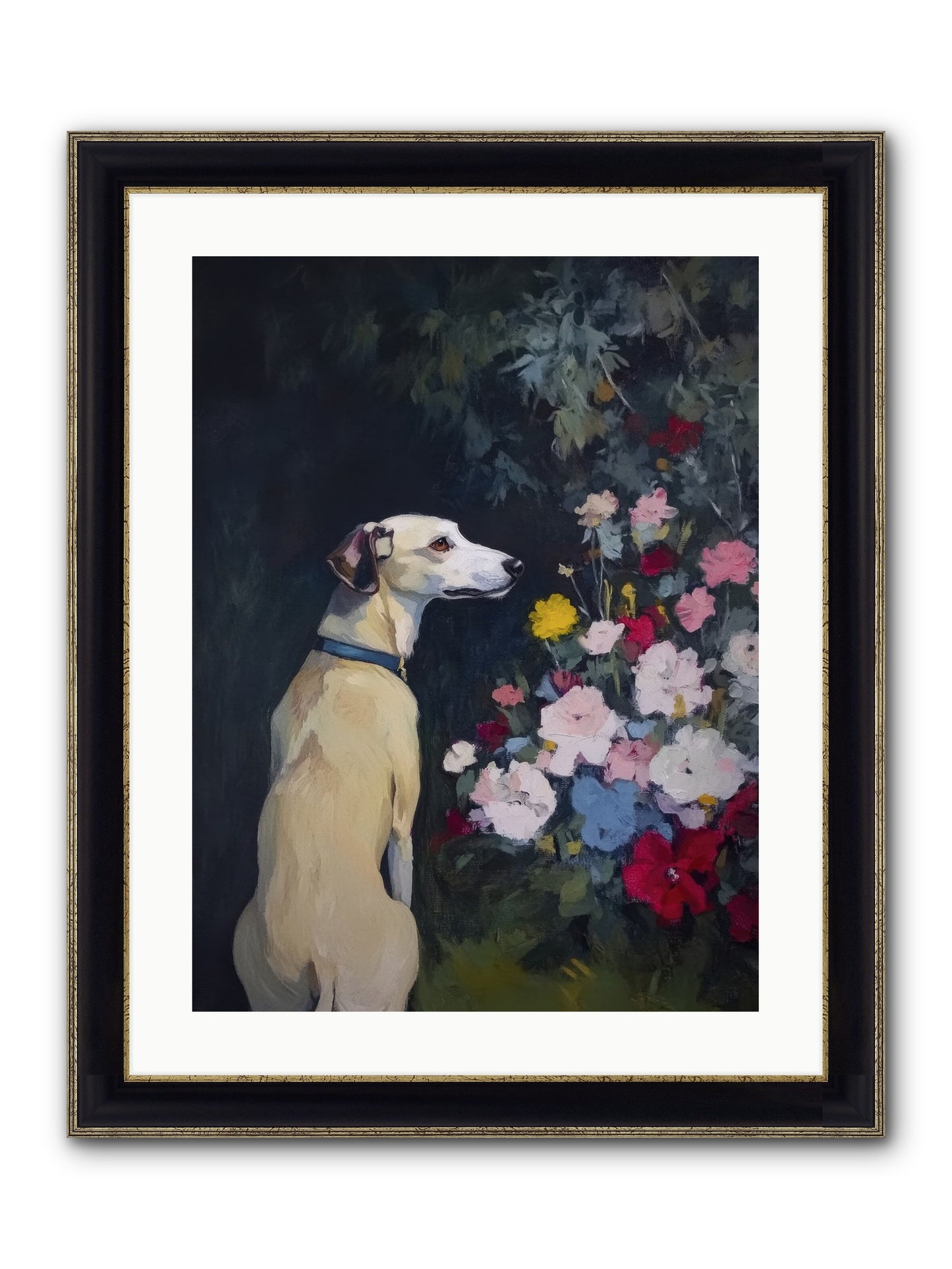 Midnight Bloom Companion Framed Print - Black & Gold 18x24