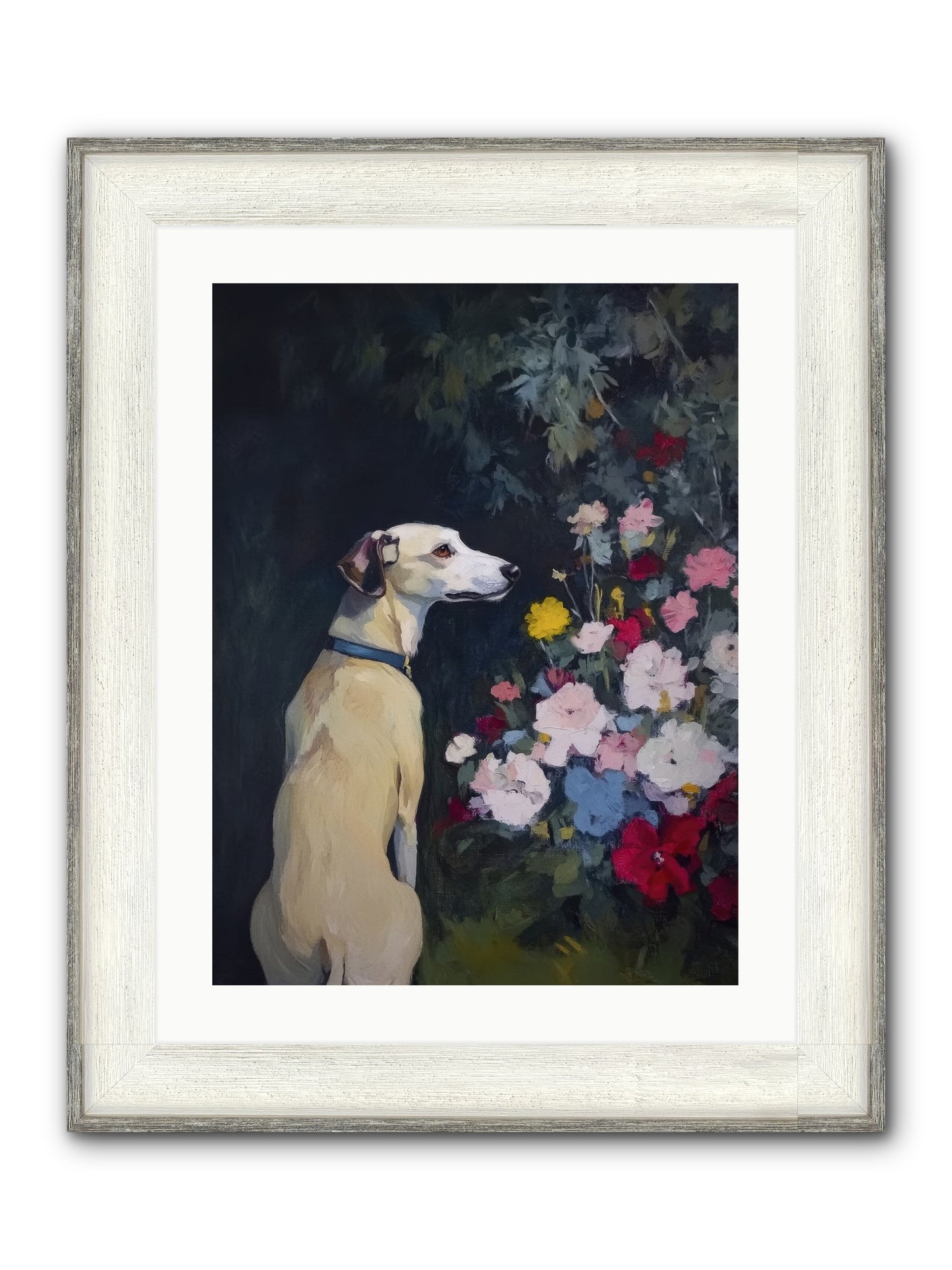 Midnight Bloom Companion Framed Print - Driftwood White 18x24