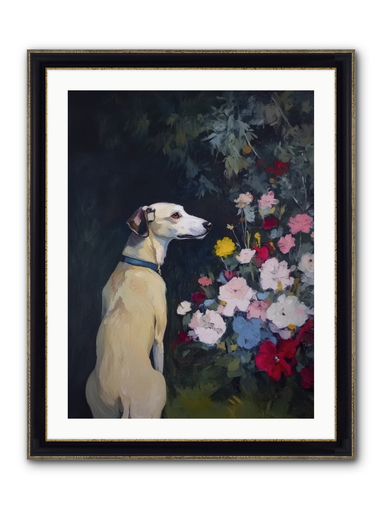 Midnight Bloom Companion Framed Print - Black & Gold 24x32
