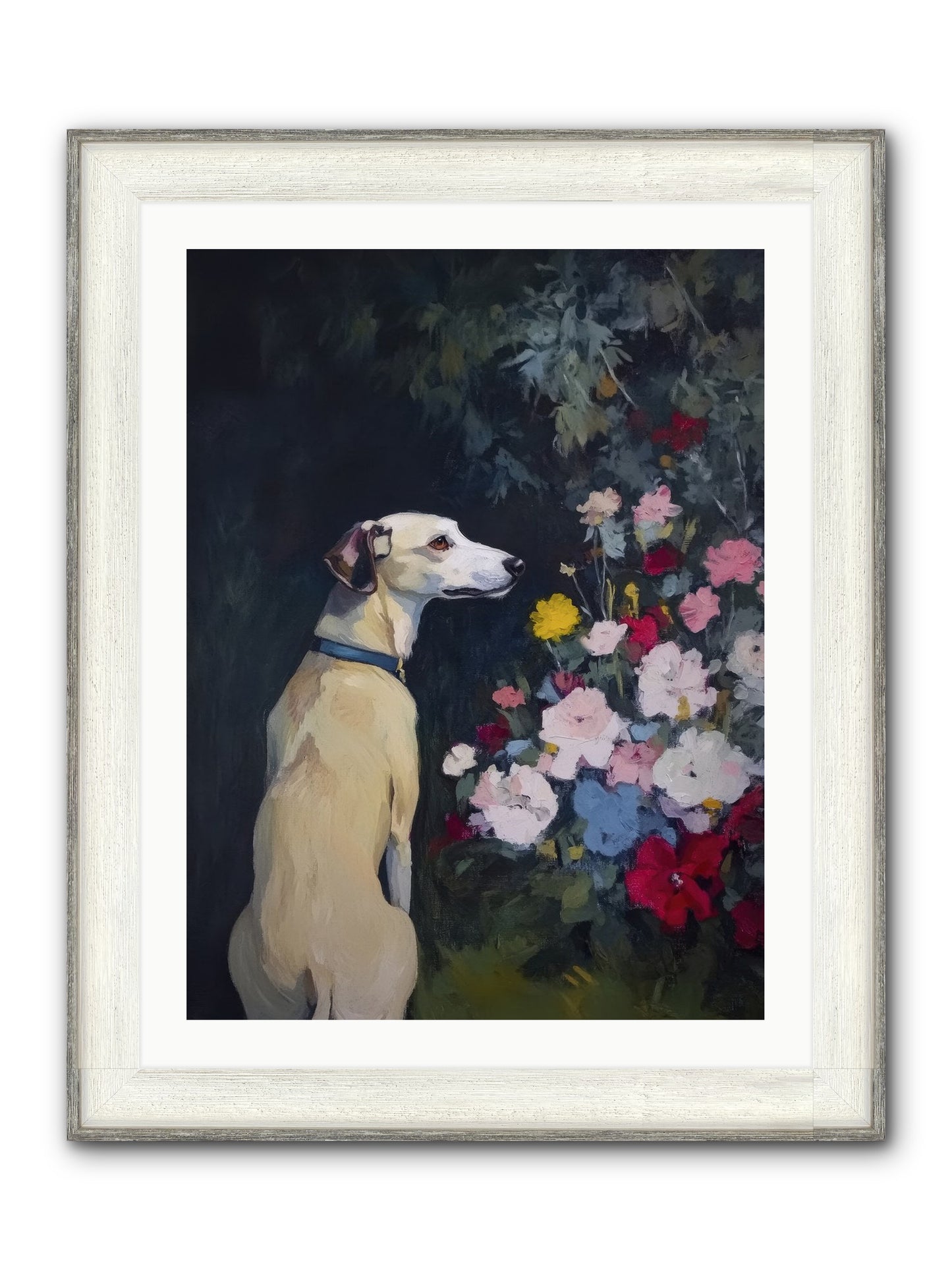 Midnight Bloom Companion Framed Print - Driftwood White 24x32