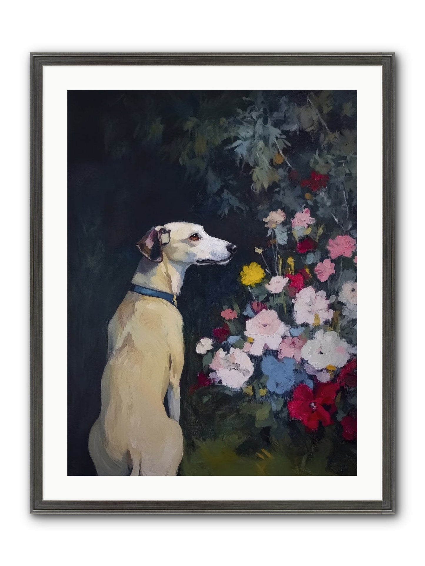 Midnight Bloom Companion Framed Print - Slimwoods Black/Silver 24x32