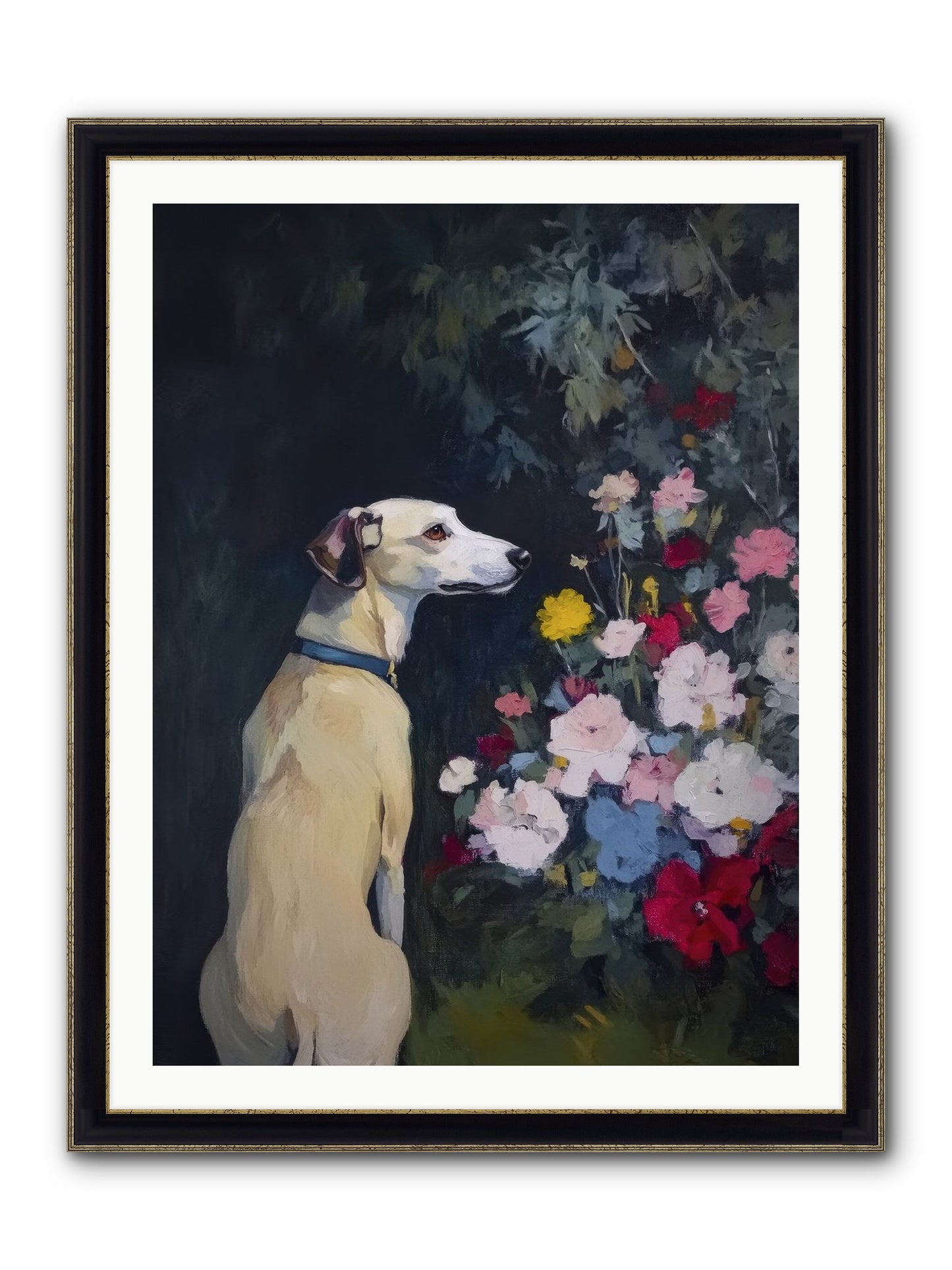 Midnight Bloom Companion Framed Print - Black & Gold 30x40