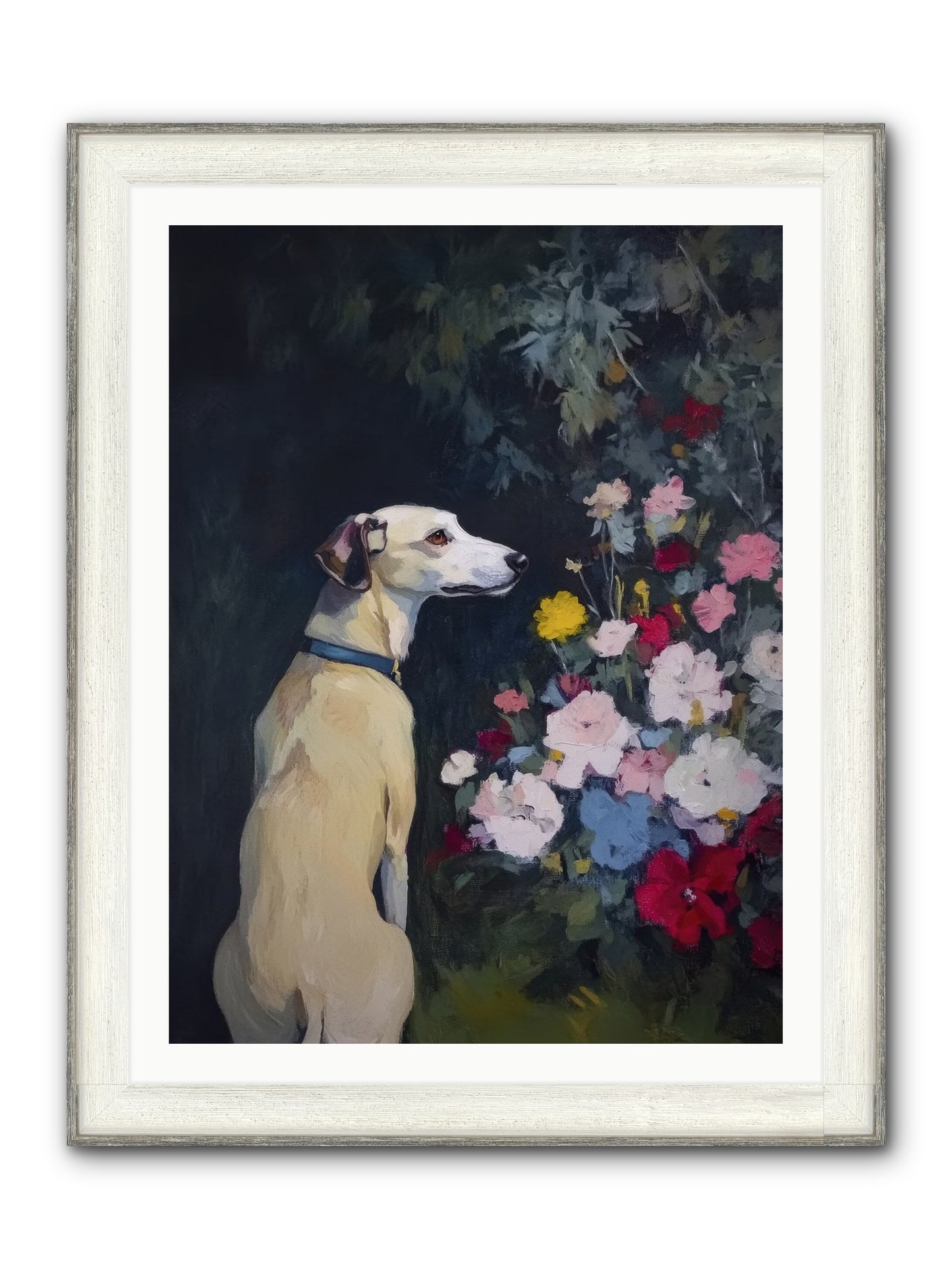 Midnight Bloom Companion Framed Print - Driftwood White 30x40