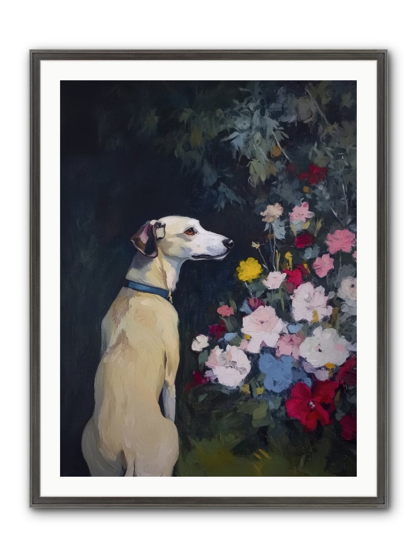 Midnight Bloom Companion Framed Print - Slimwoods Black/Silver 30x40