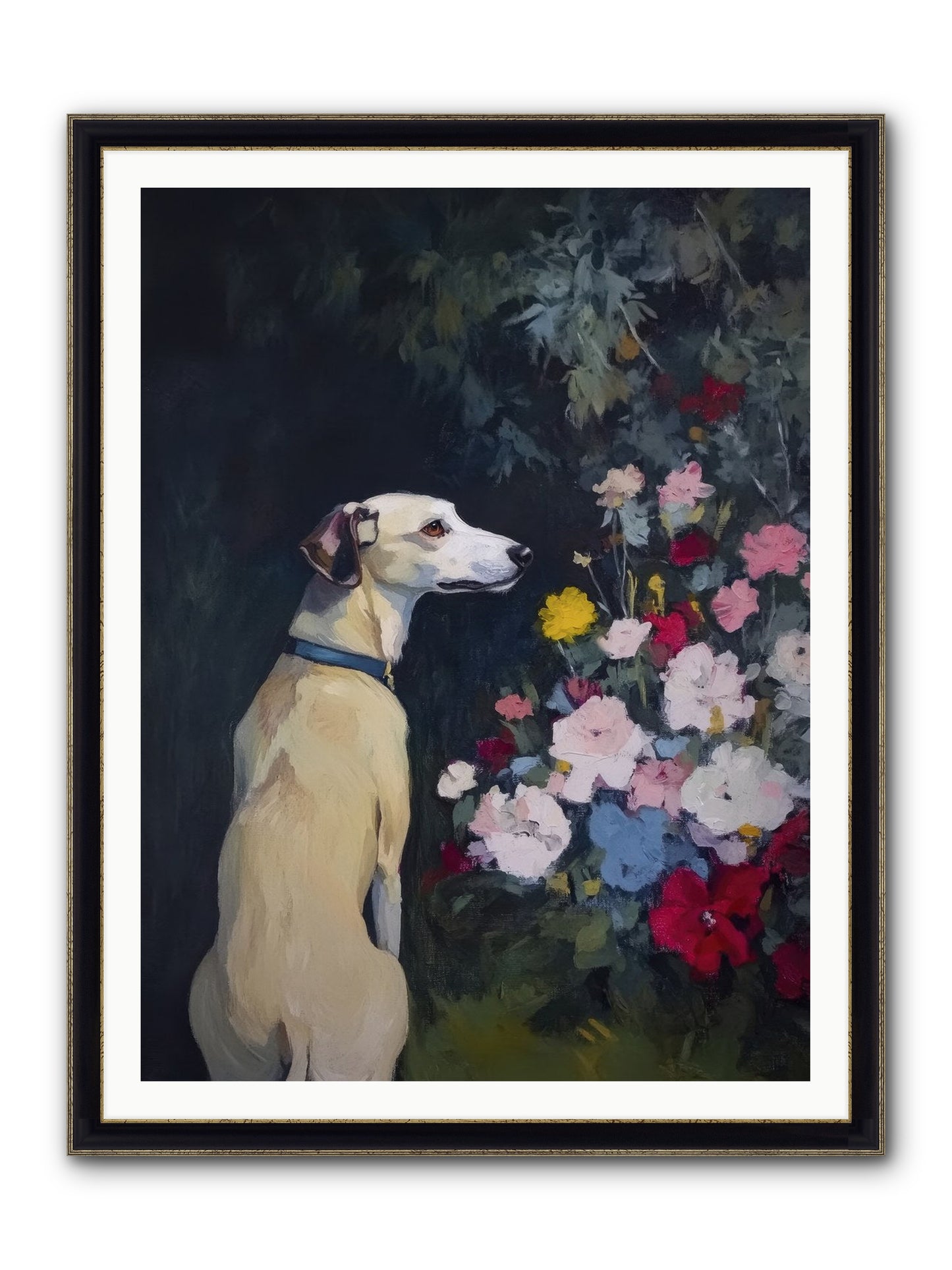 Midnight Bloom Companion Framed Print - Black & Gold 36x48