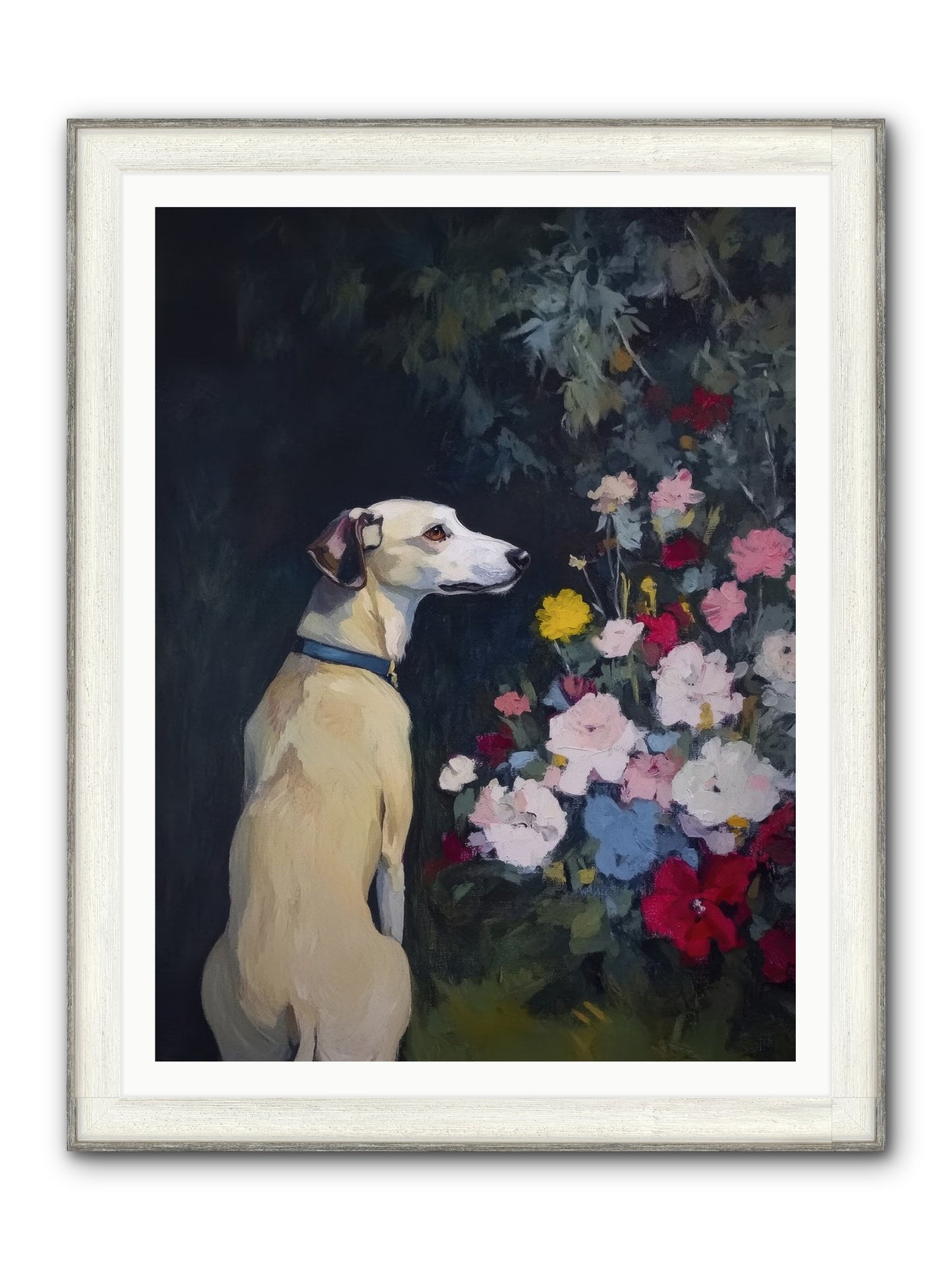 Midnight Bloom Companion Framed Print - Driftwood White 36x48