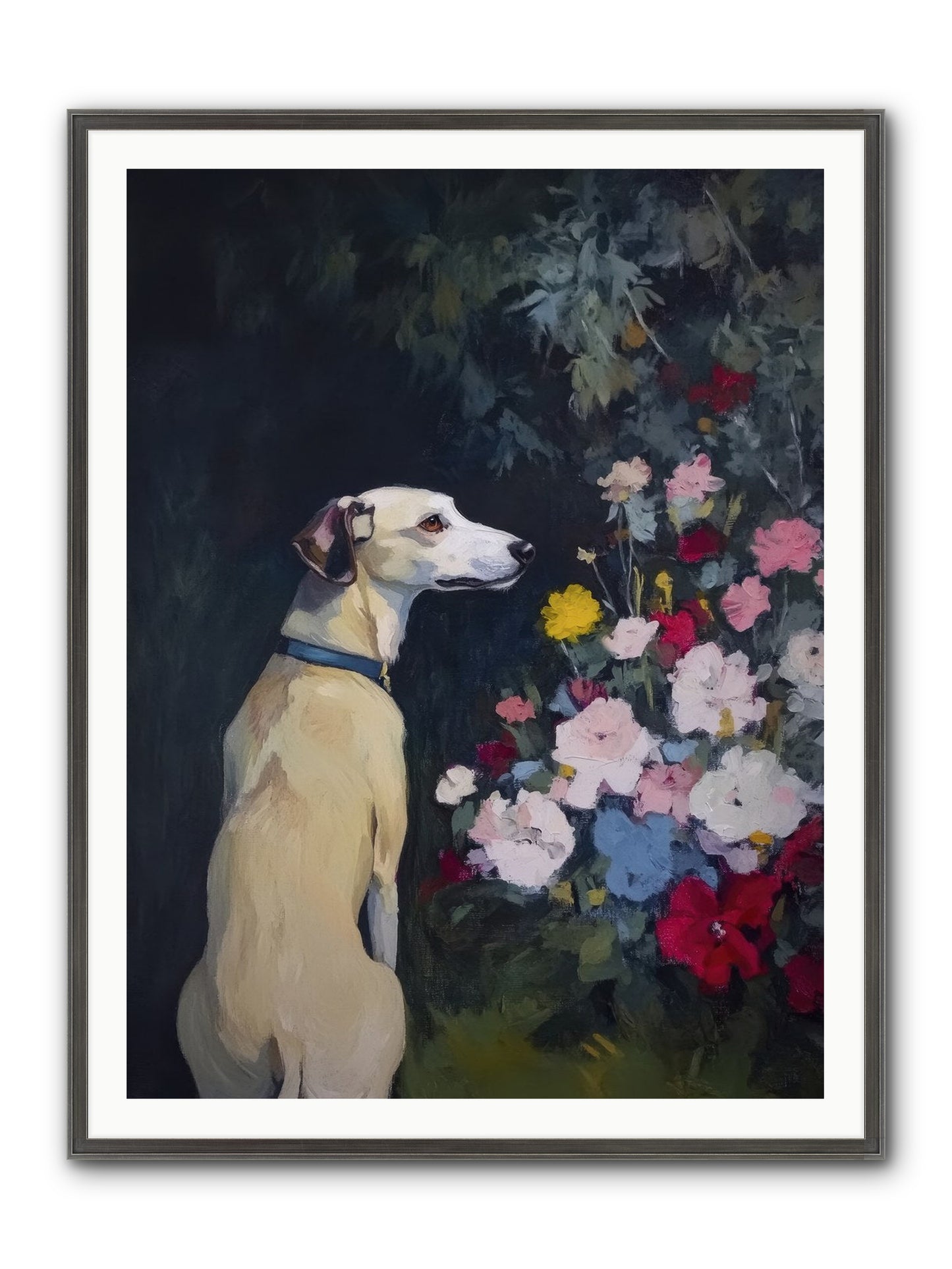 Midnight Bloom Companion Framed Print - Slimwoods Black/Silver 36x48