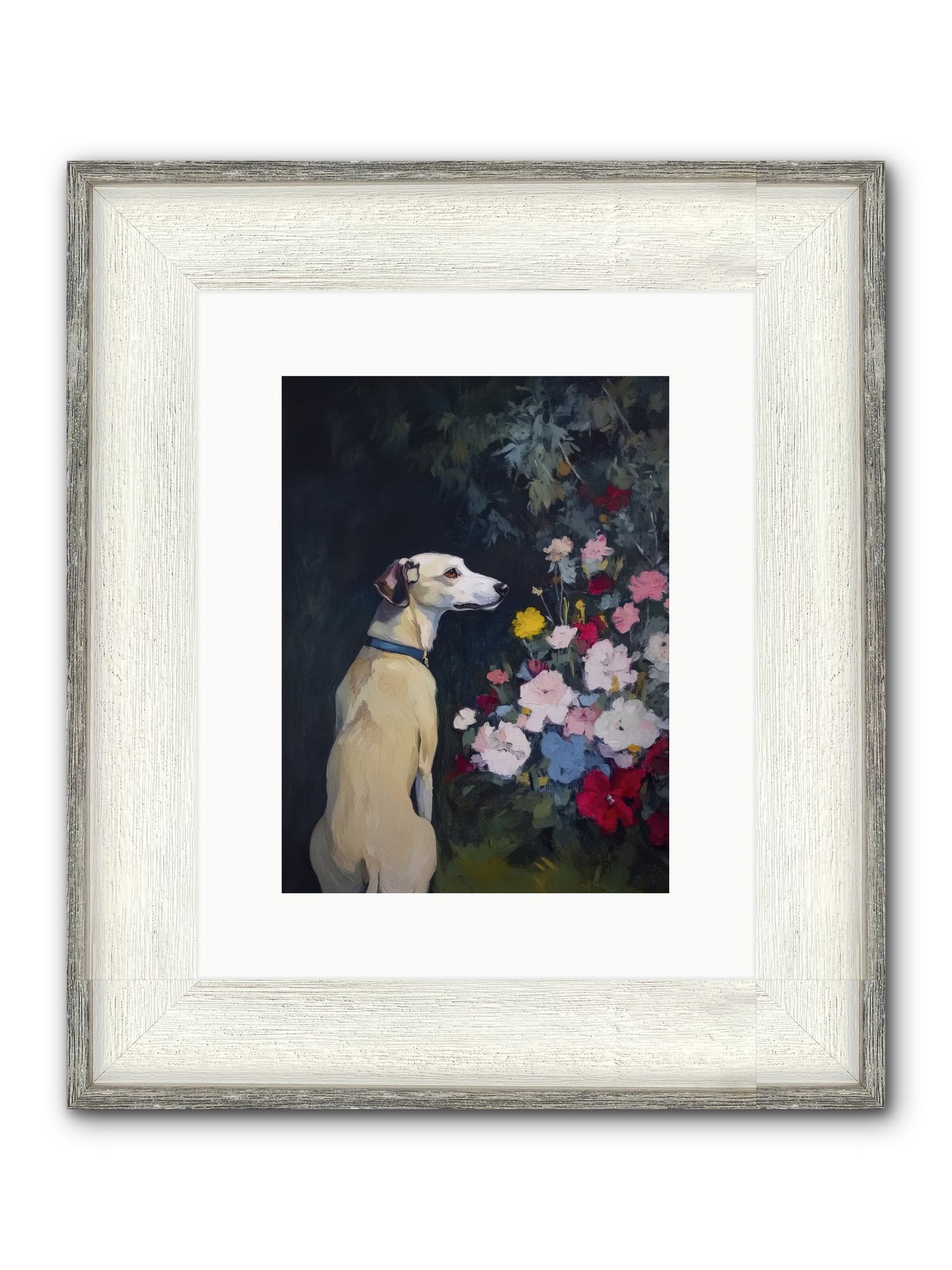 Midnight Bloom Companion Framed Print - Driftwood White 9x12