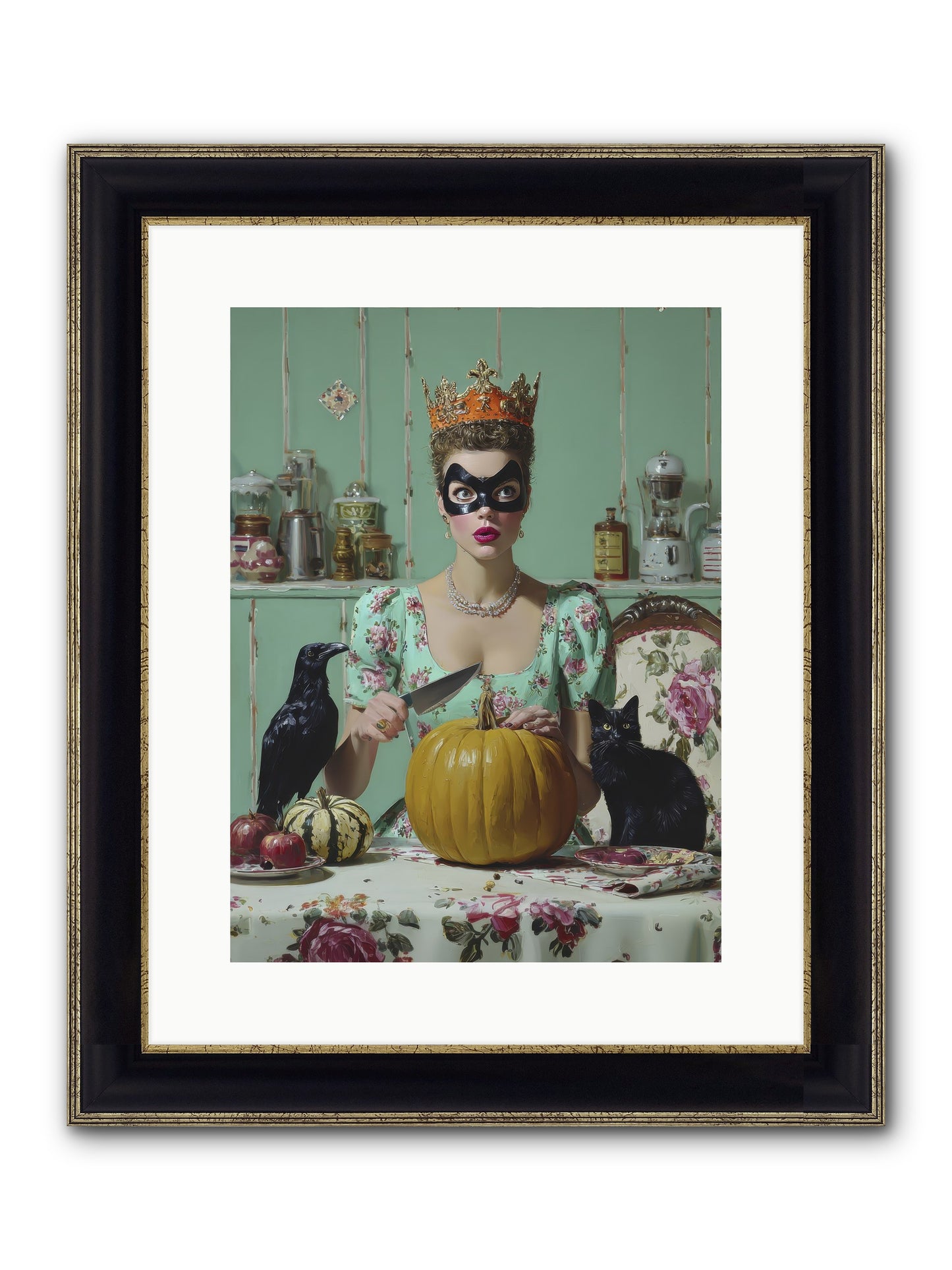 Midnight Cloak & Candles Framed Print - Black & Gold 12x16
