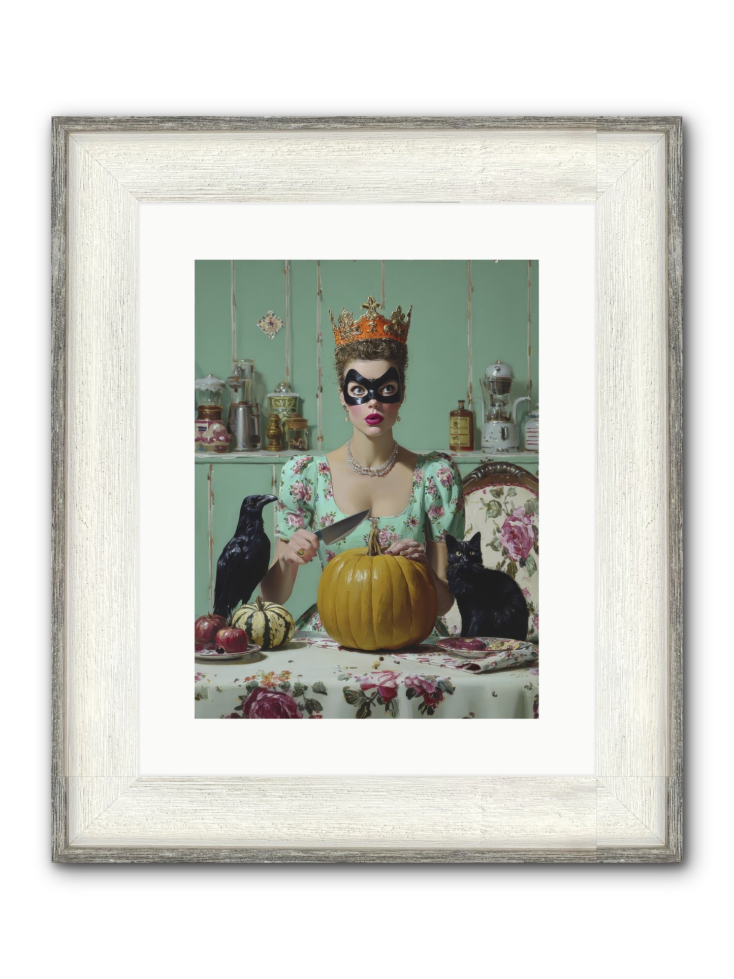 Midnight Cloak & Candles Framed Print - Driftwood White 12x16