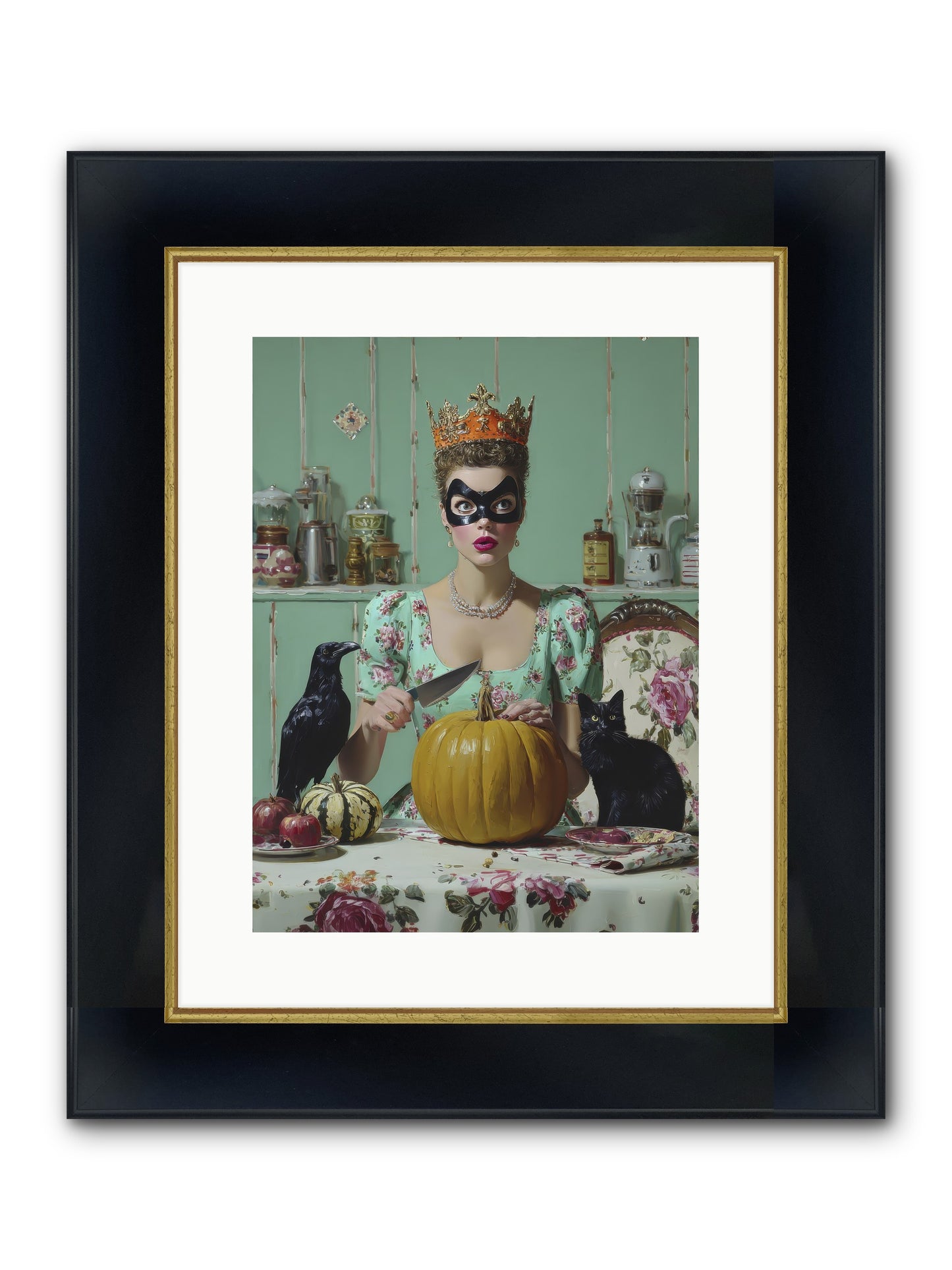 Midnight Cloak & Candles Framed Print - Wide Black w/Gold 12x16