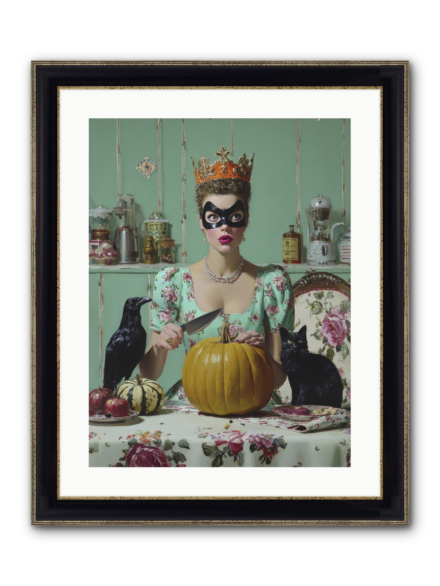 Midnight Cloak & Candles Framed Print - Black & Gold 18x24