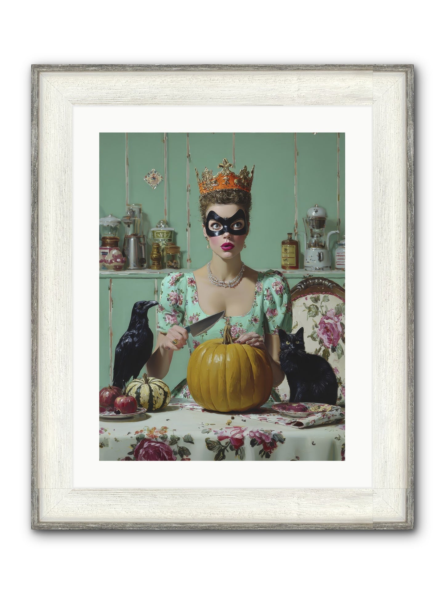 Midnight Cloak & Candles Framed Print - Driftwood White 18x24