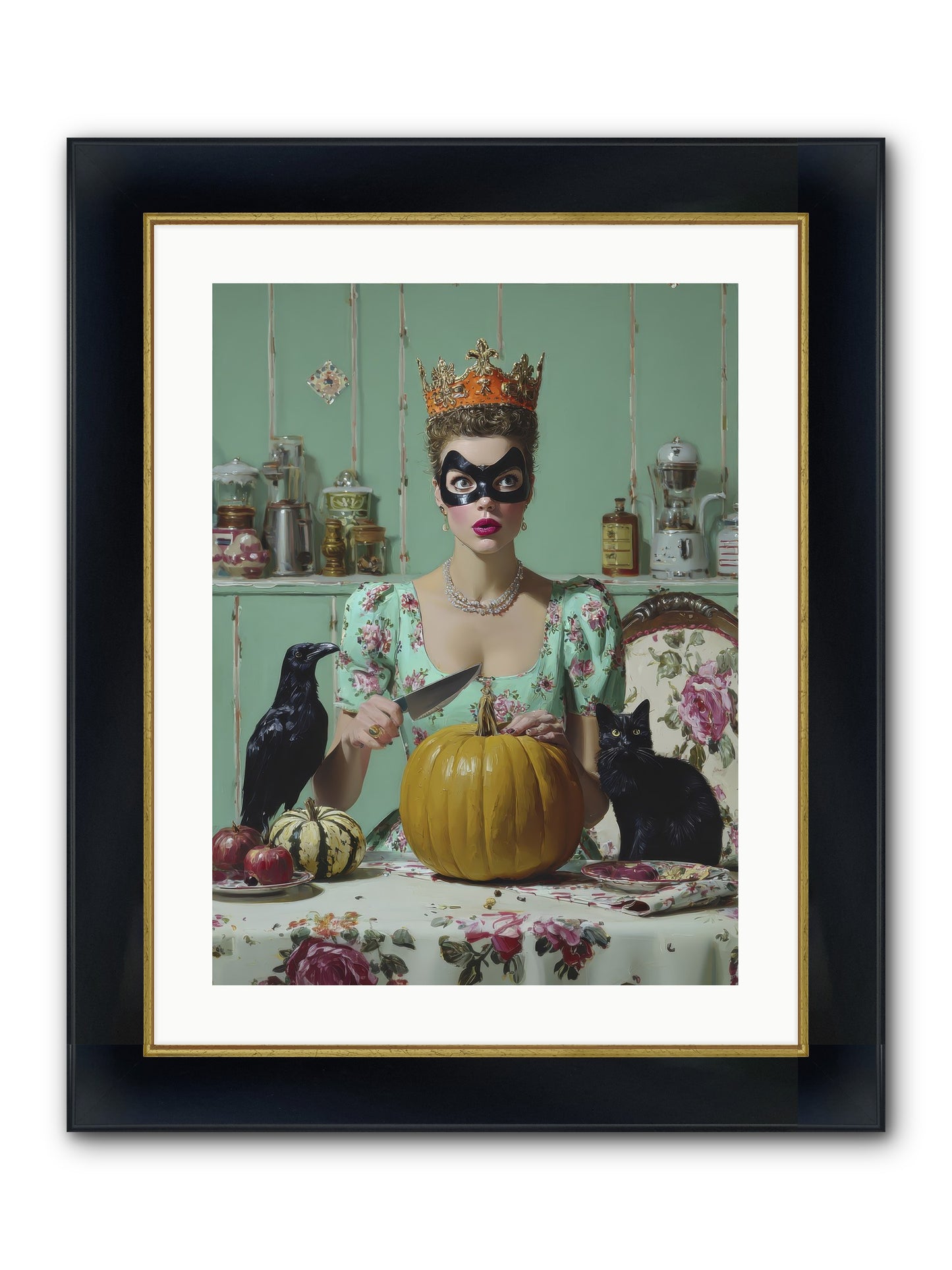 Midnight Cloak & Candles Framed Print - Wide Black w/Gold 18x24