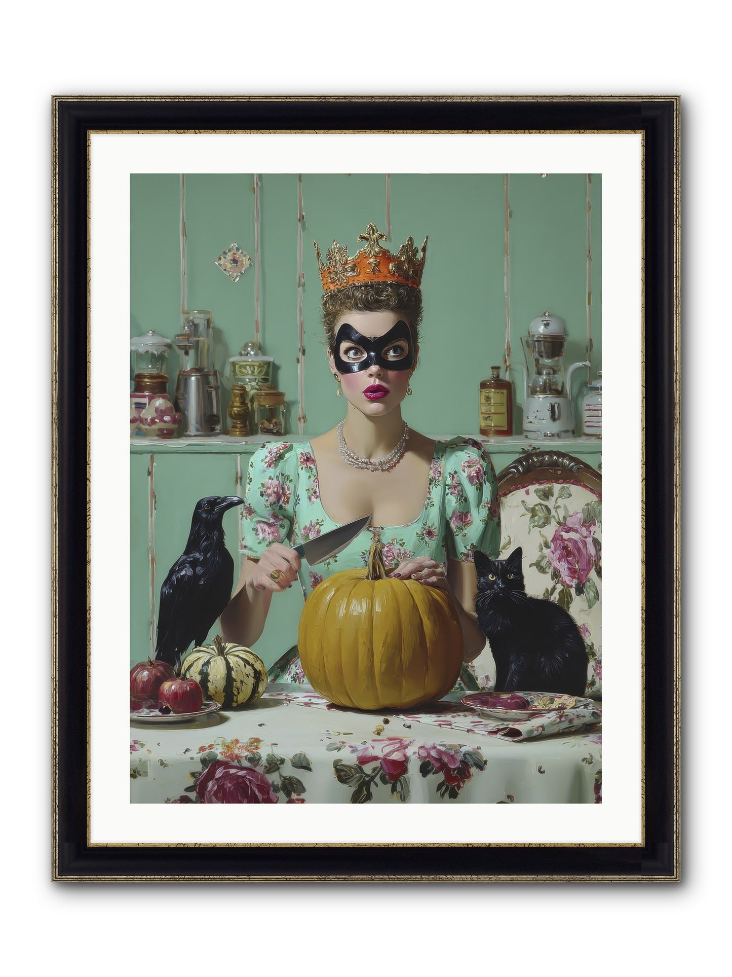 Midnight Cloak & Candles Framed Print - Black & Gold 24x32
