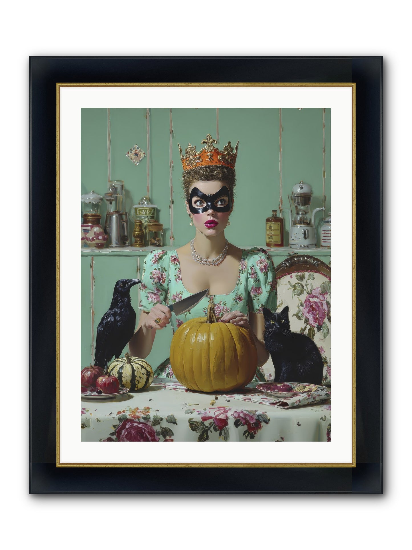 Midnight Cloak & Candles Framed Print - Wide Black w/Gold 24x32