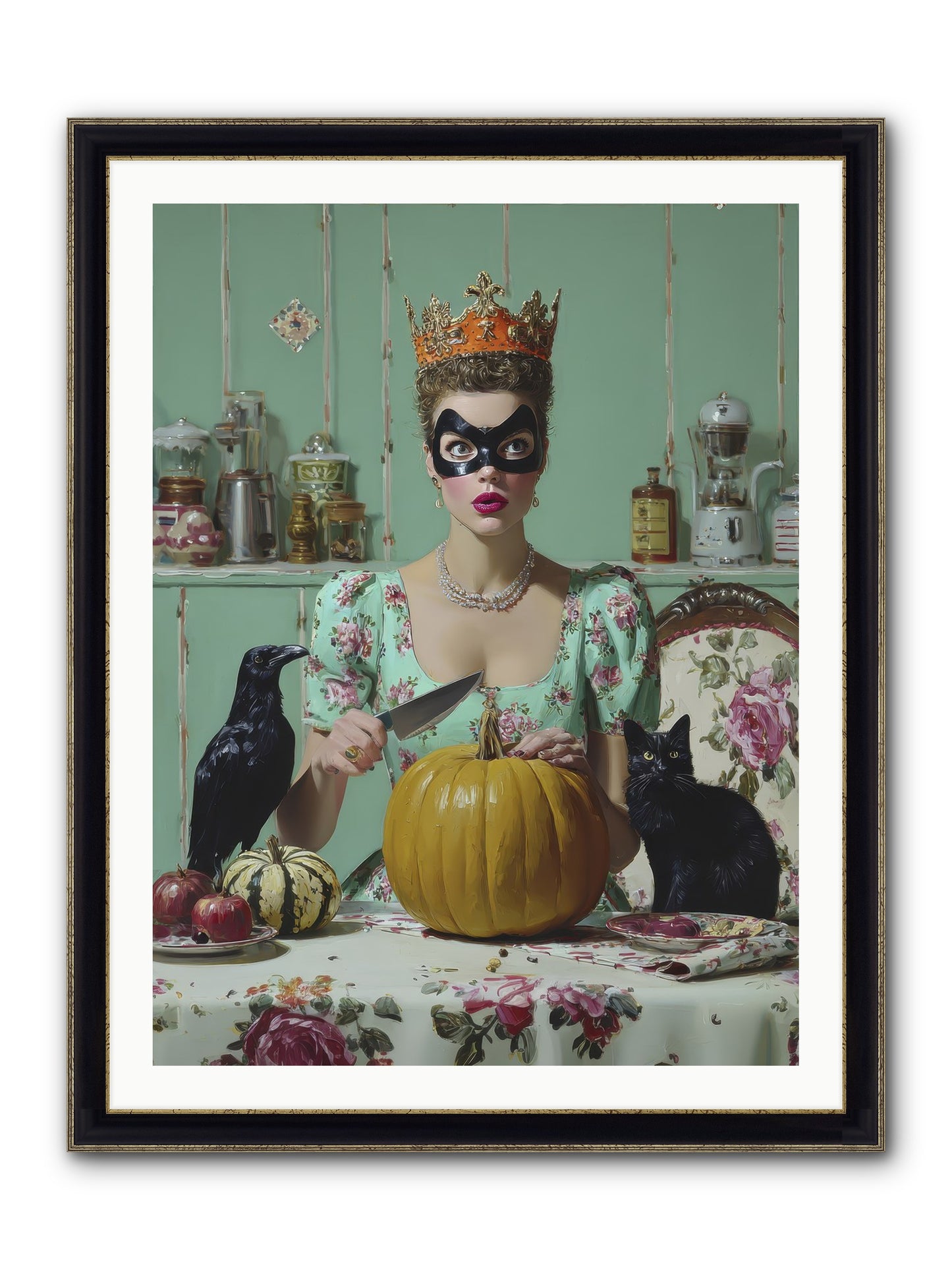 Midnight Cloak & Candles Framed Print - Black & Gold 30x40