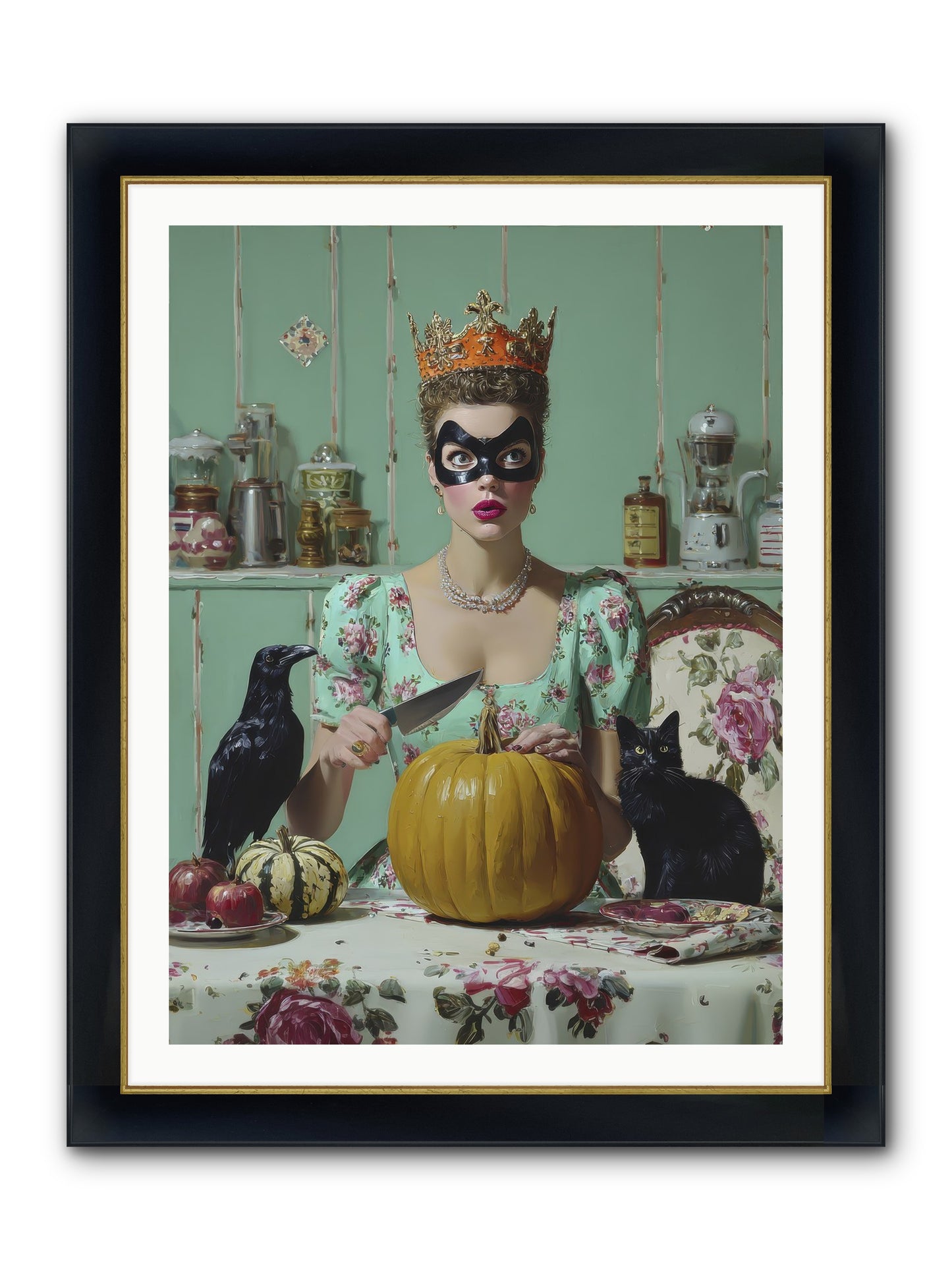 Midnight Cloak & Candles Framed Print - Wide Black w/Gold 30x40