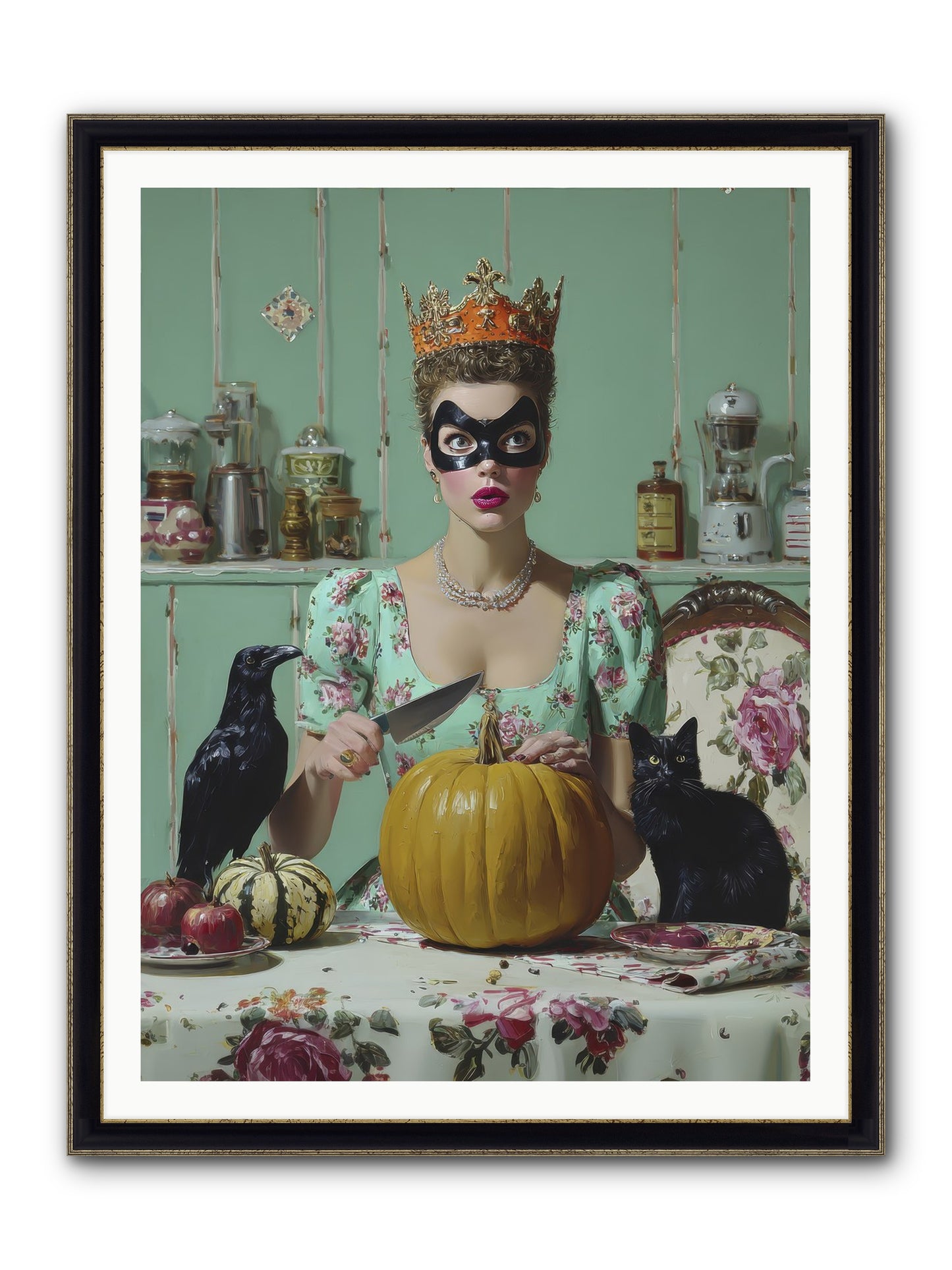 Midnight Cloak & Candles Framed Print - Black & Gold 36x48