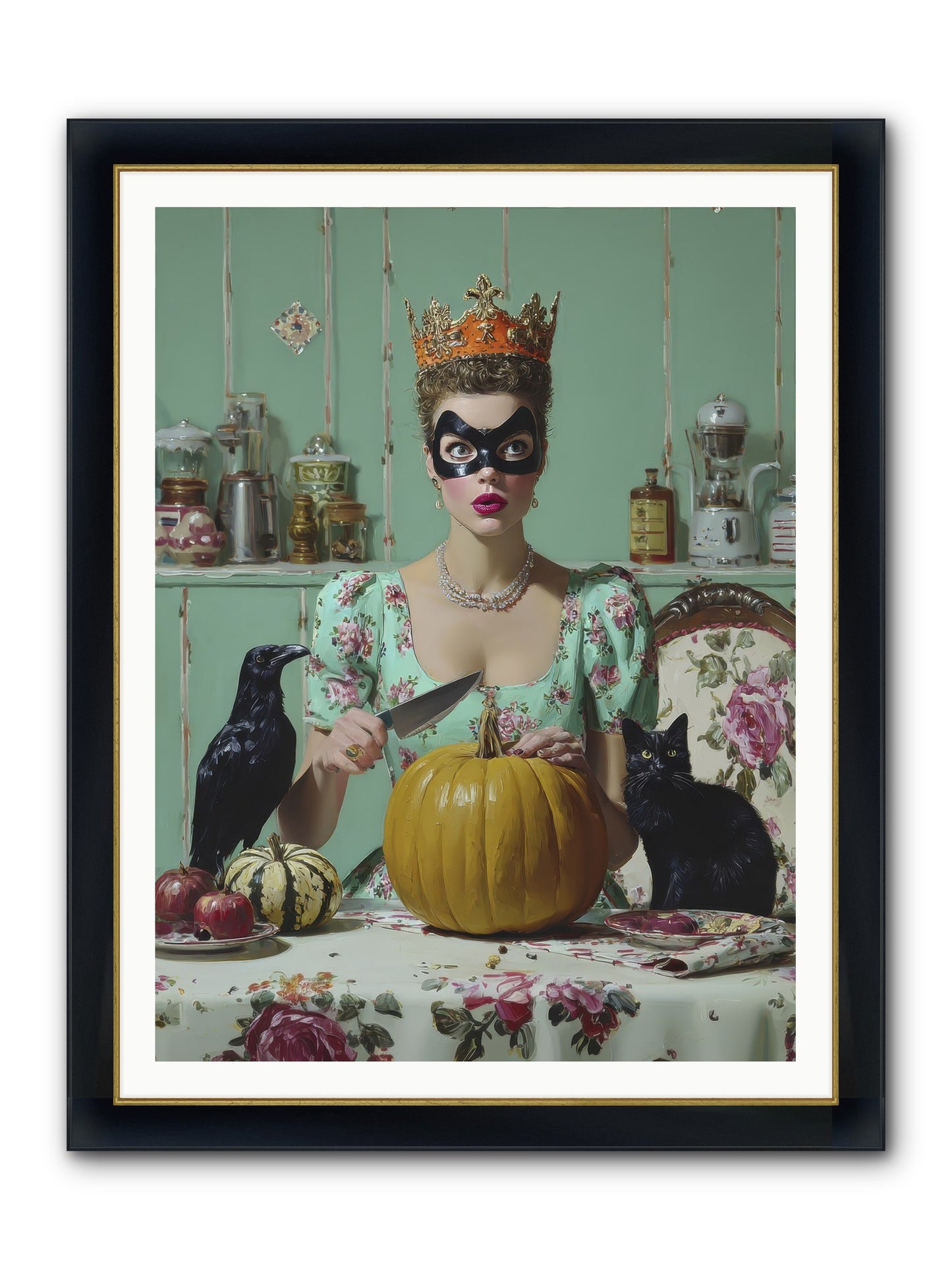 Midnight Cloak & Candles Framed Print - Wide Black w/Gold 36x48