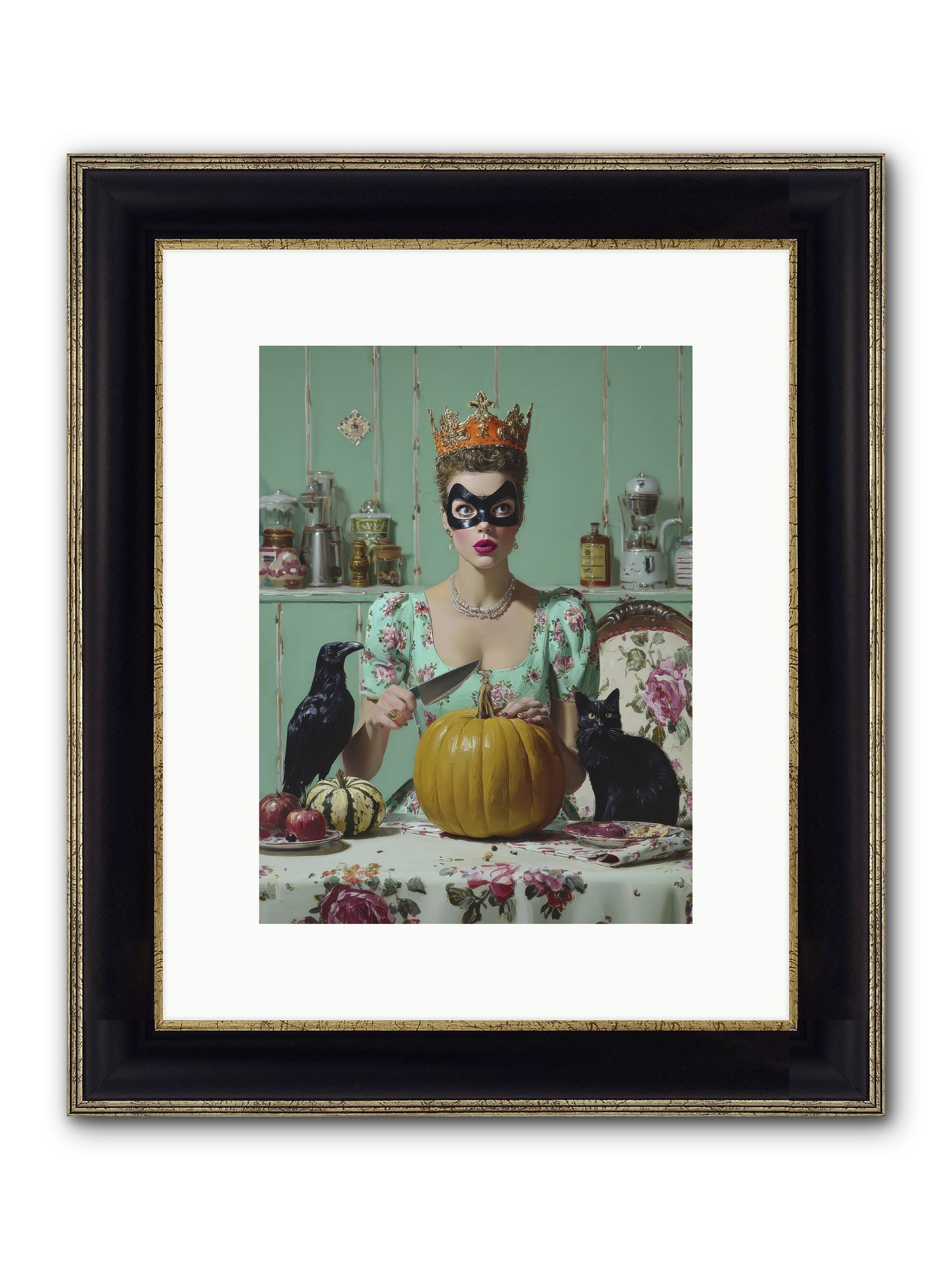 Midnight Cloak & Candles Framed Print - Black & Gold 9x12