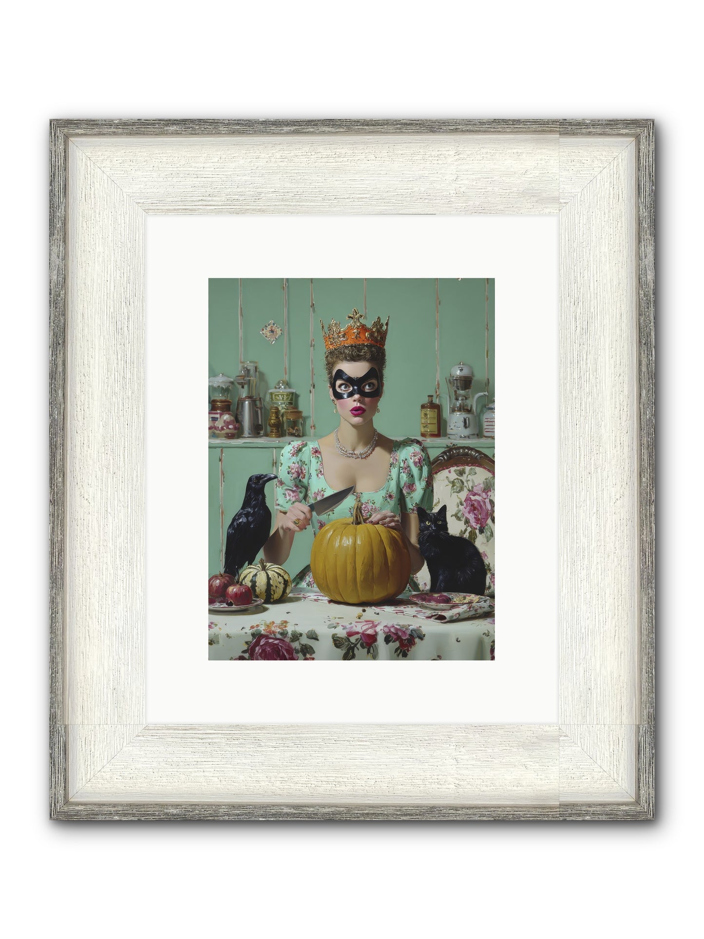Midnight Cloak & Candles Framed Print - Driftwood White 9x12