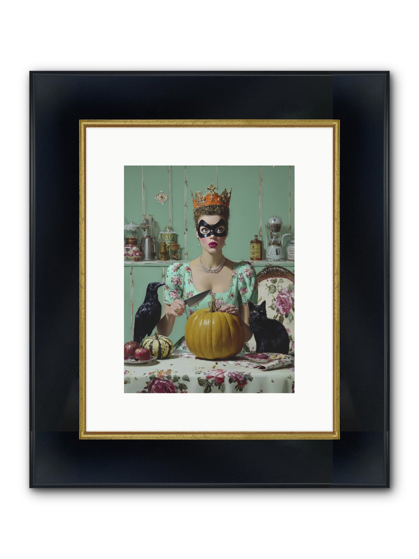 Midnight Cloak & Candles Framed Print - Wide Black w/Gold 9x12