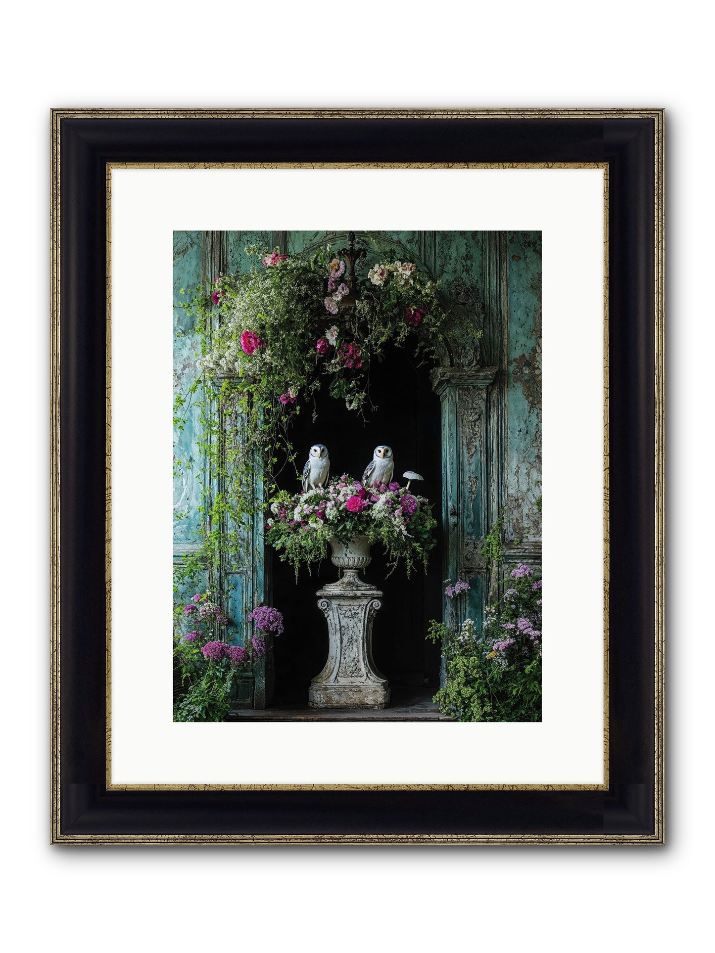 Midnight Conservatory Framed Print - Black & Gold 12x16