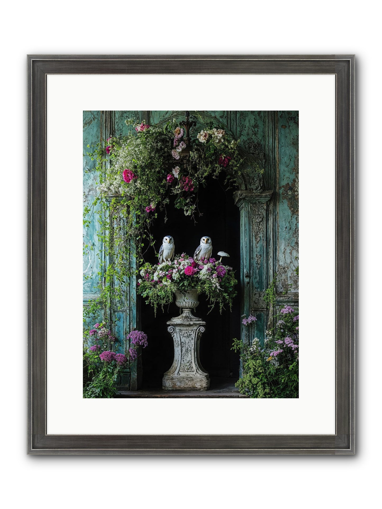 Midnight Conservatory Framed Print - Slimwoods Black/Silver 12x16