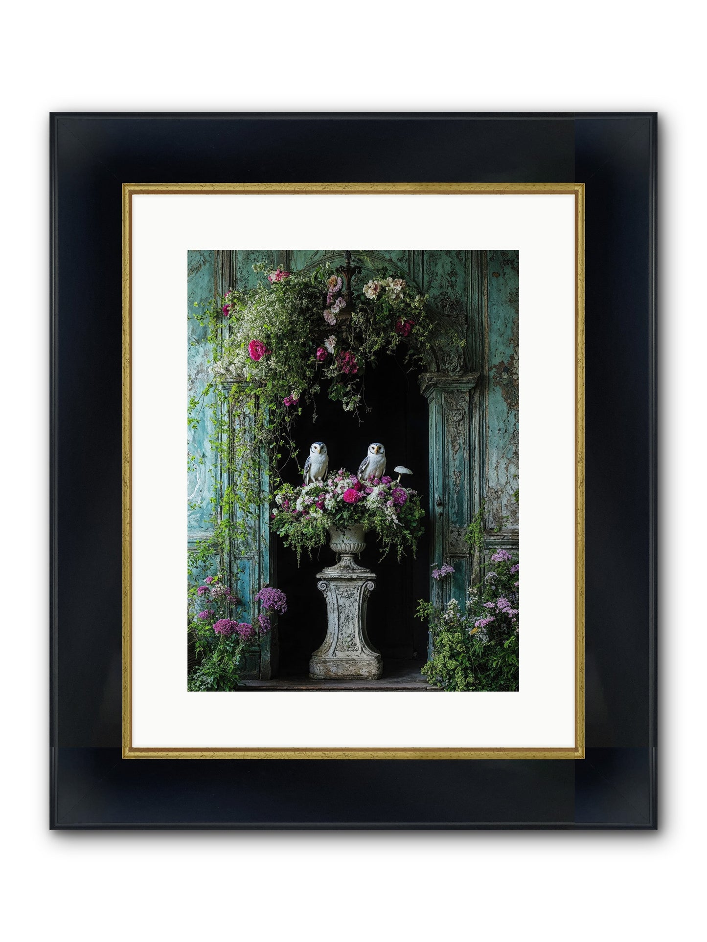 Midnight Conservatory Framed Print - Wide Black w/Gold 12x16