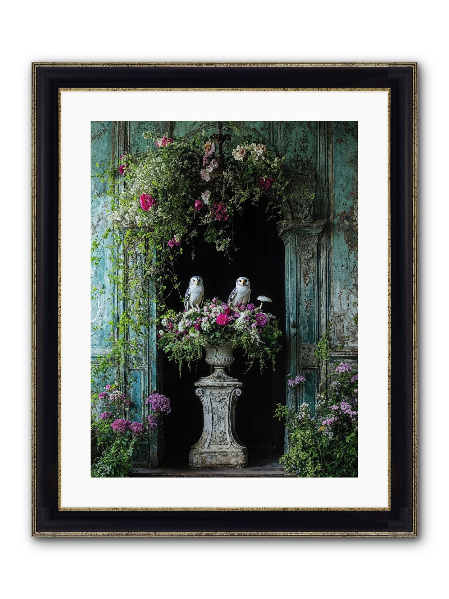 Midnight Conservatory Framed Print - Black & Gold 18x24