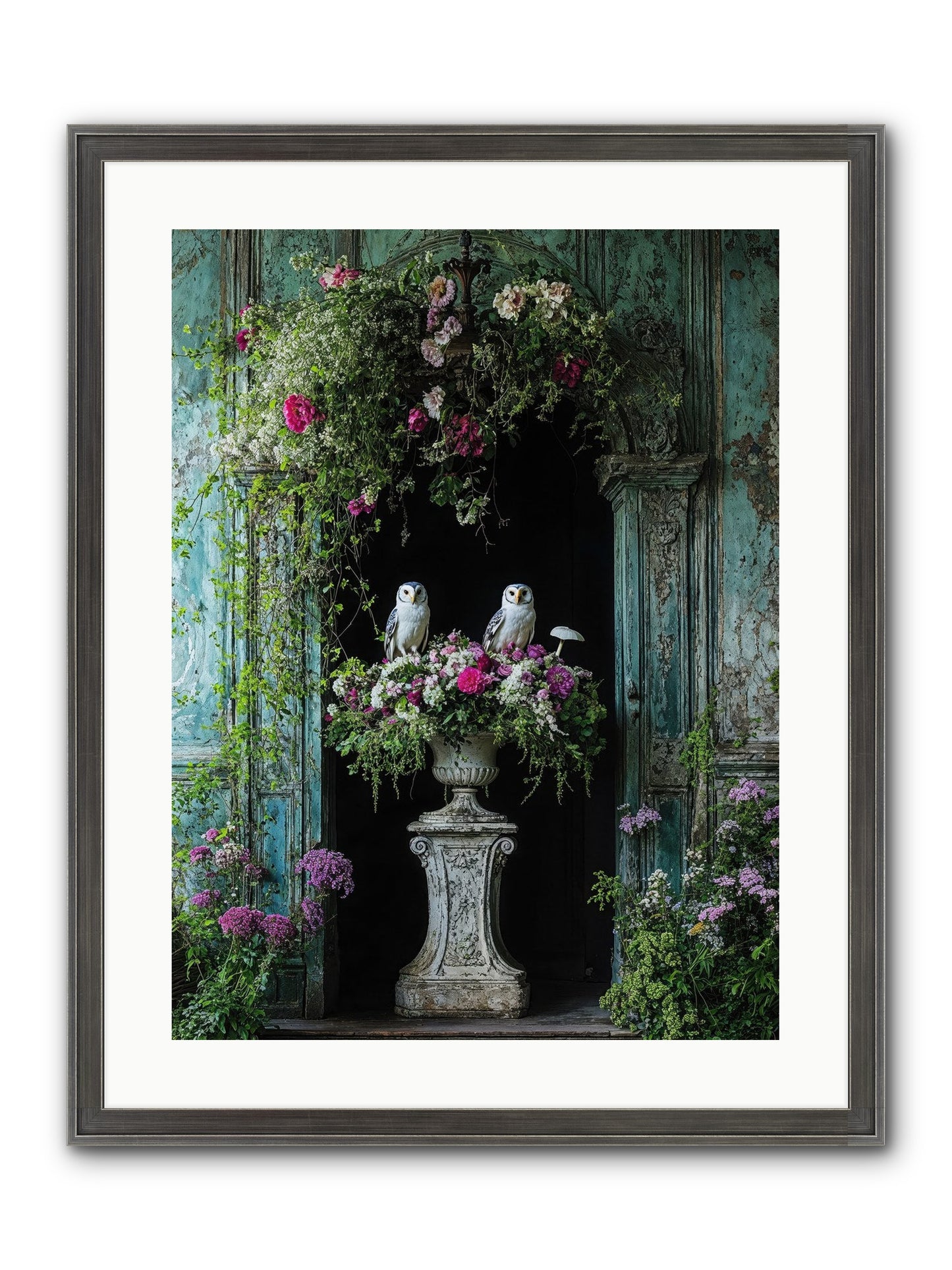 Midnight Conservatory Framed Print - Slimwoods Black/Silver 18x24