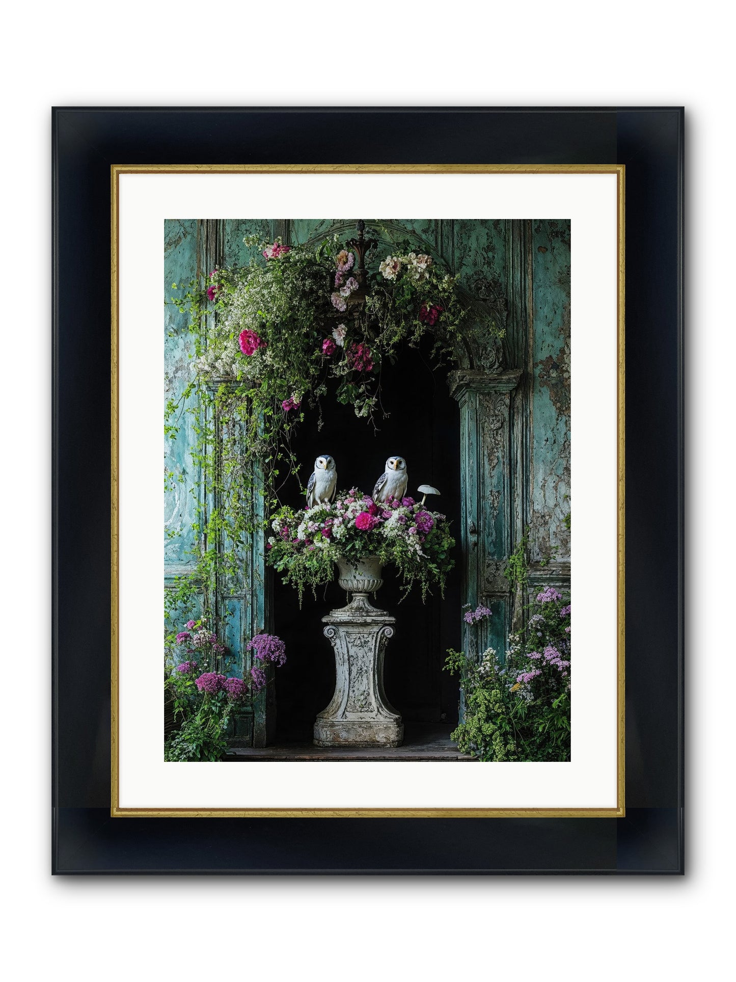 Midnight Conservatory Framed Print - Wide Black w/Gold 18x24