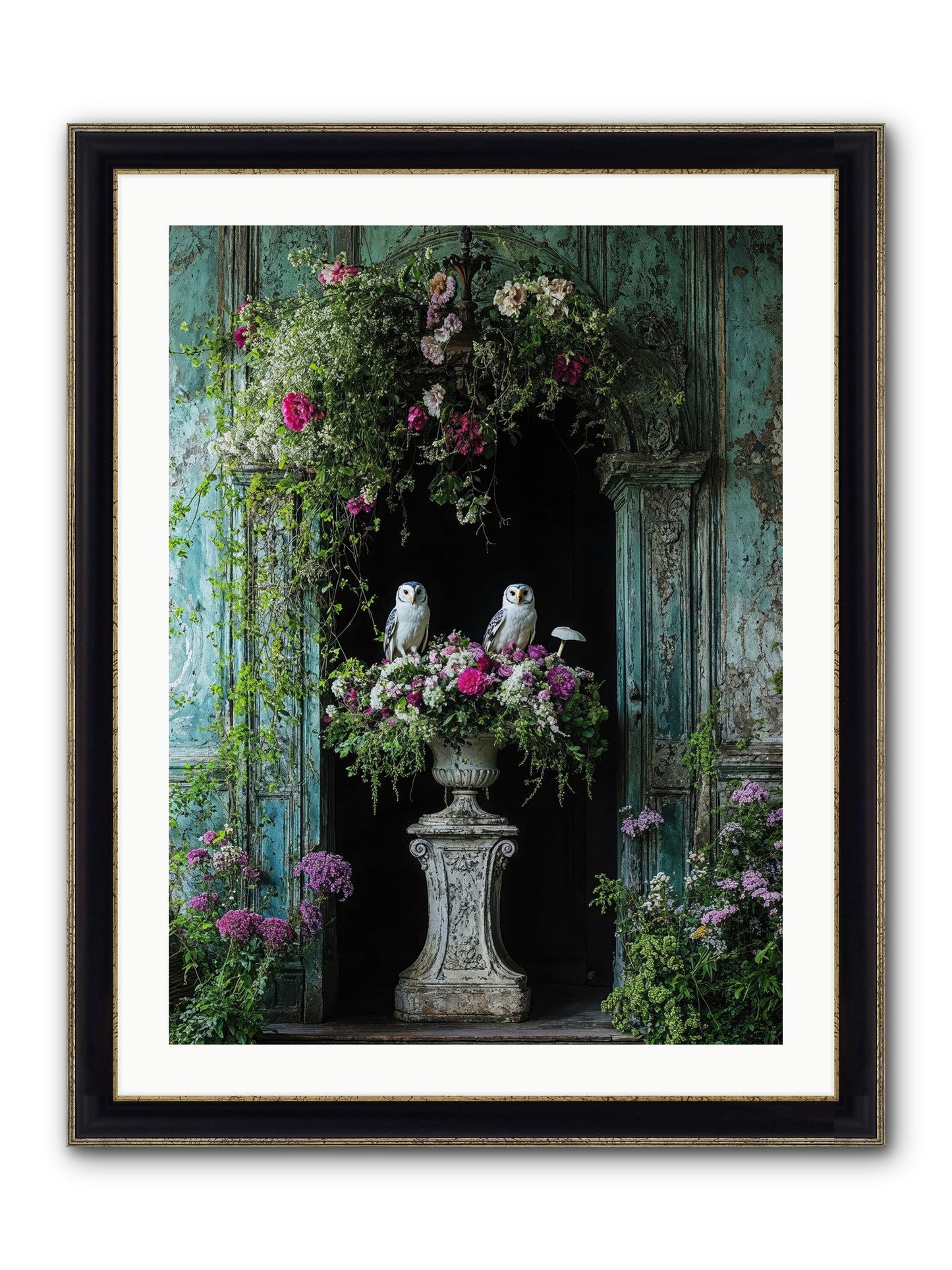 Midnight Conservatory Framed Print - Black & Gold 24x32